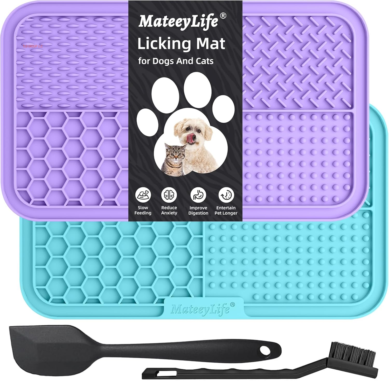 2PCS Large Lick Mat for Dogs with Suction Cups, Slow Feeder Bowls, Cat Lick Mat for Anxiety Relief, Dog Toys to Keep Them Busy, Enrichment Toys for Bathing, Cat Licking Pad for Boredom