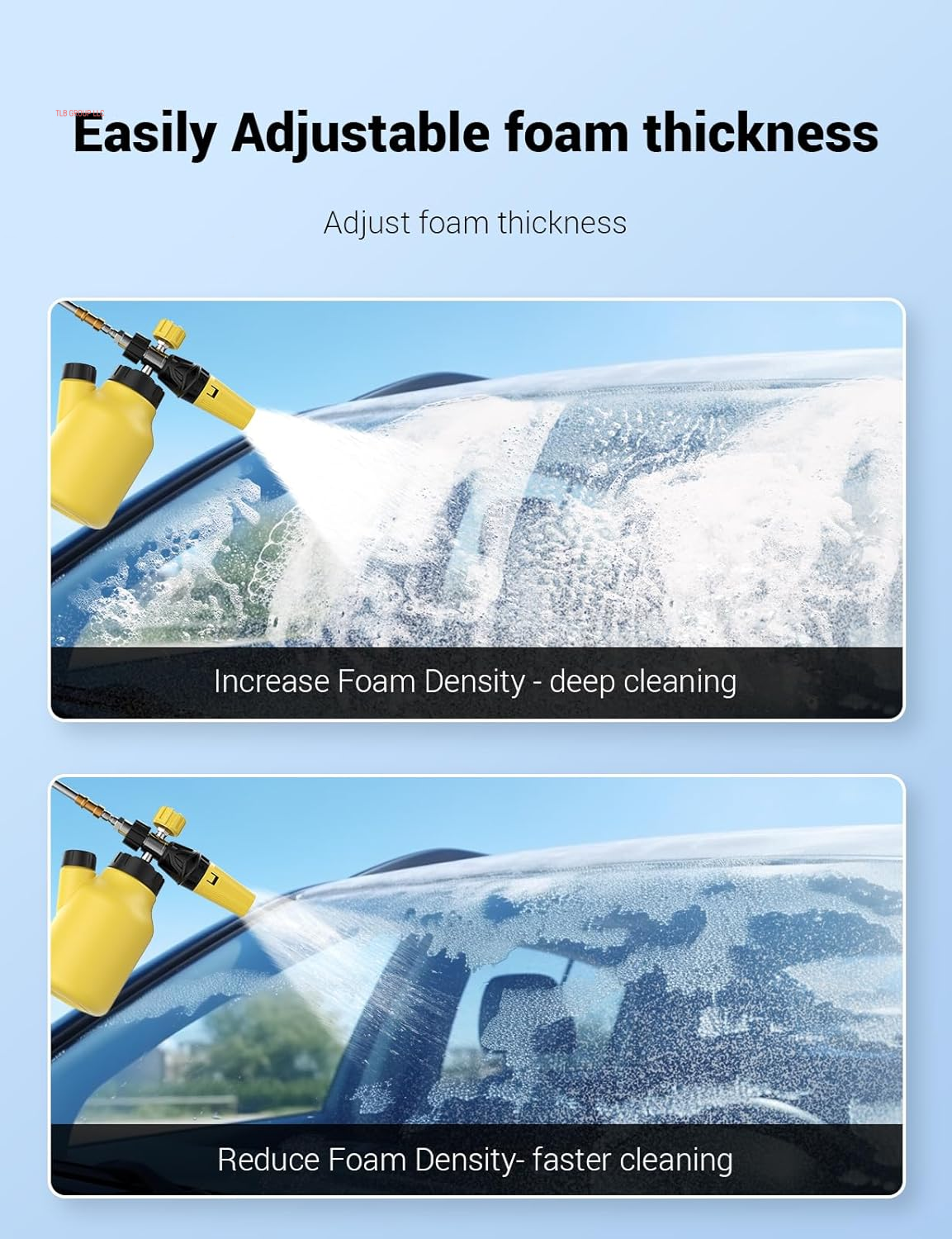 Foam Cannon for Pressure Washer, Car Wash Foam Sprayer with 1/4” Quick Connector, Heavy Duty Car Wash Foam Gun, Adjustable Nozzle, Wide Neck, 1 L Bottle