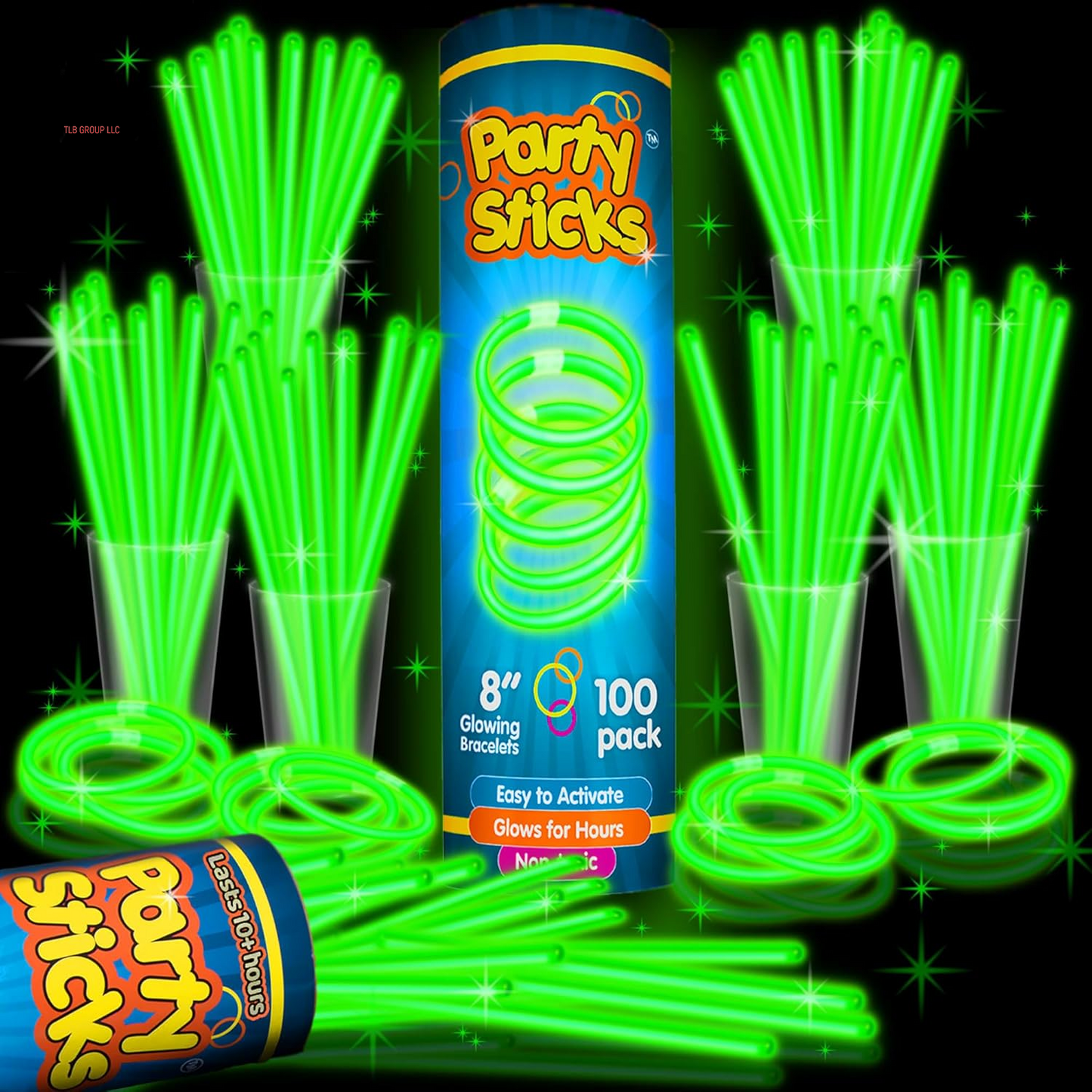 Glow Sticks Party Supplies 100Pk - 8 Inch Glow in the Dark Light up Sticks Party Favors, Glow Decorations, Neon Party Glow Necklaces and Glow Bracelets with Connectors