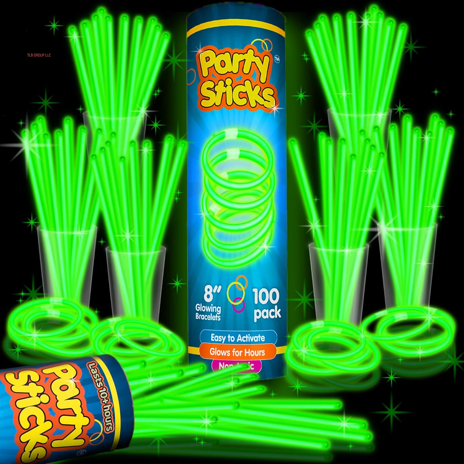 Glow Sticks Party Supplies 100Pk - 8 Inch Glow in the Dark Light up Sticks Party Favors, Glow Decorations, Neon Party Glow Necklaces and Glow Bracelets with Connectors