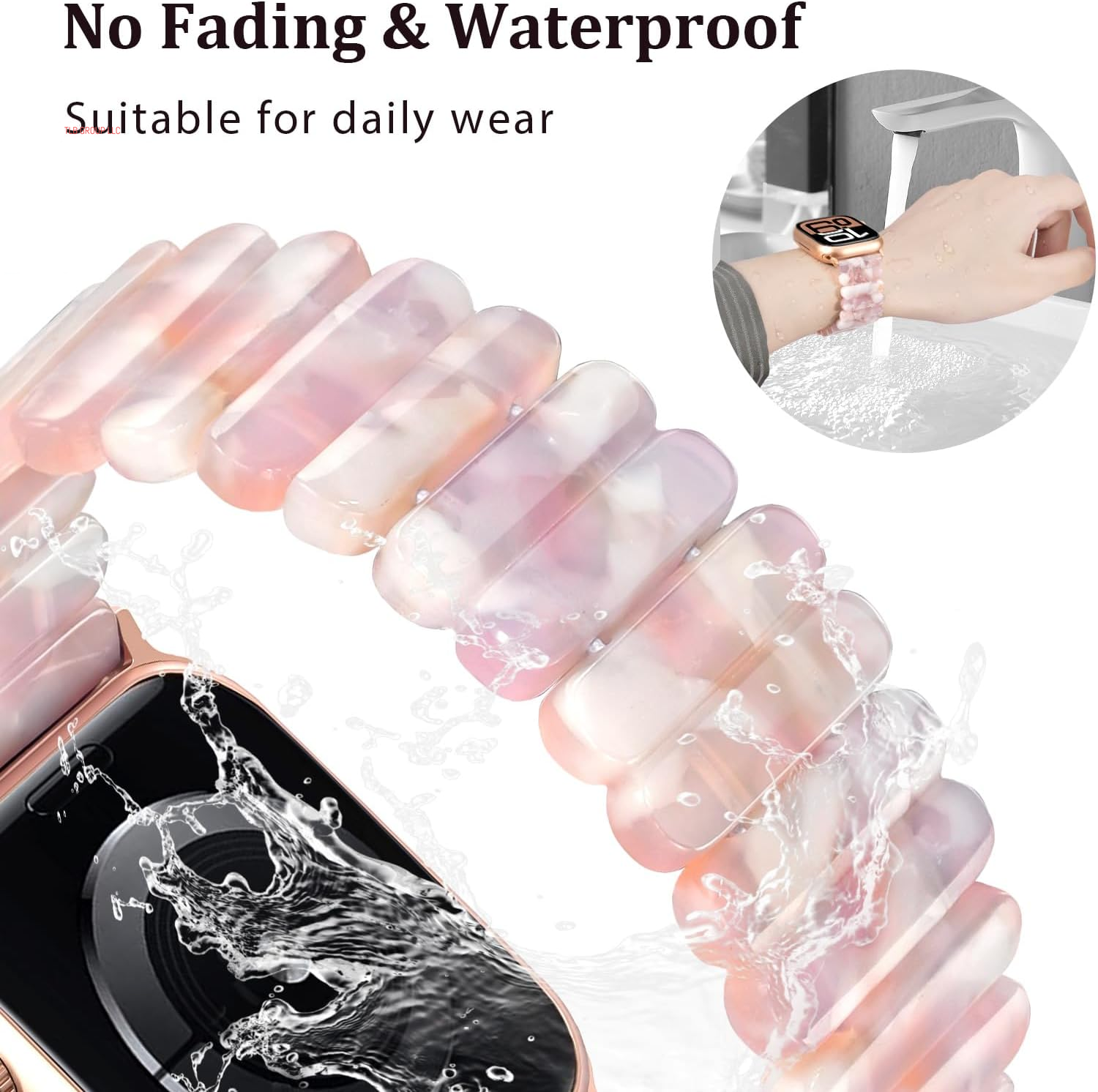 Resin Stretchy Band Compatible with Apple Watch 38/40/41Mm, 42/44/45/46/49Mm Fashion Cute Strap for Iwatch 10/9/8/7/6/5/4/3/2/1/SE Lightweight Elastic Bracelet Wristband Women,S/M