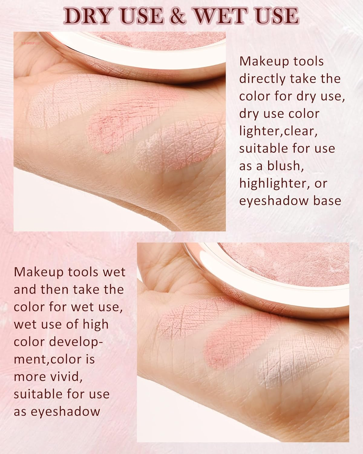 Baked Blush, Lighting Glow Marbleized Blush Powder Palette, Cruelty-Free Powder Blusher, Eyeshadow & Highlight for a Lightweight Shimmery Satin Face Makeup, Gift for Women (0.49Ounce)-01#Peachy