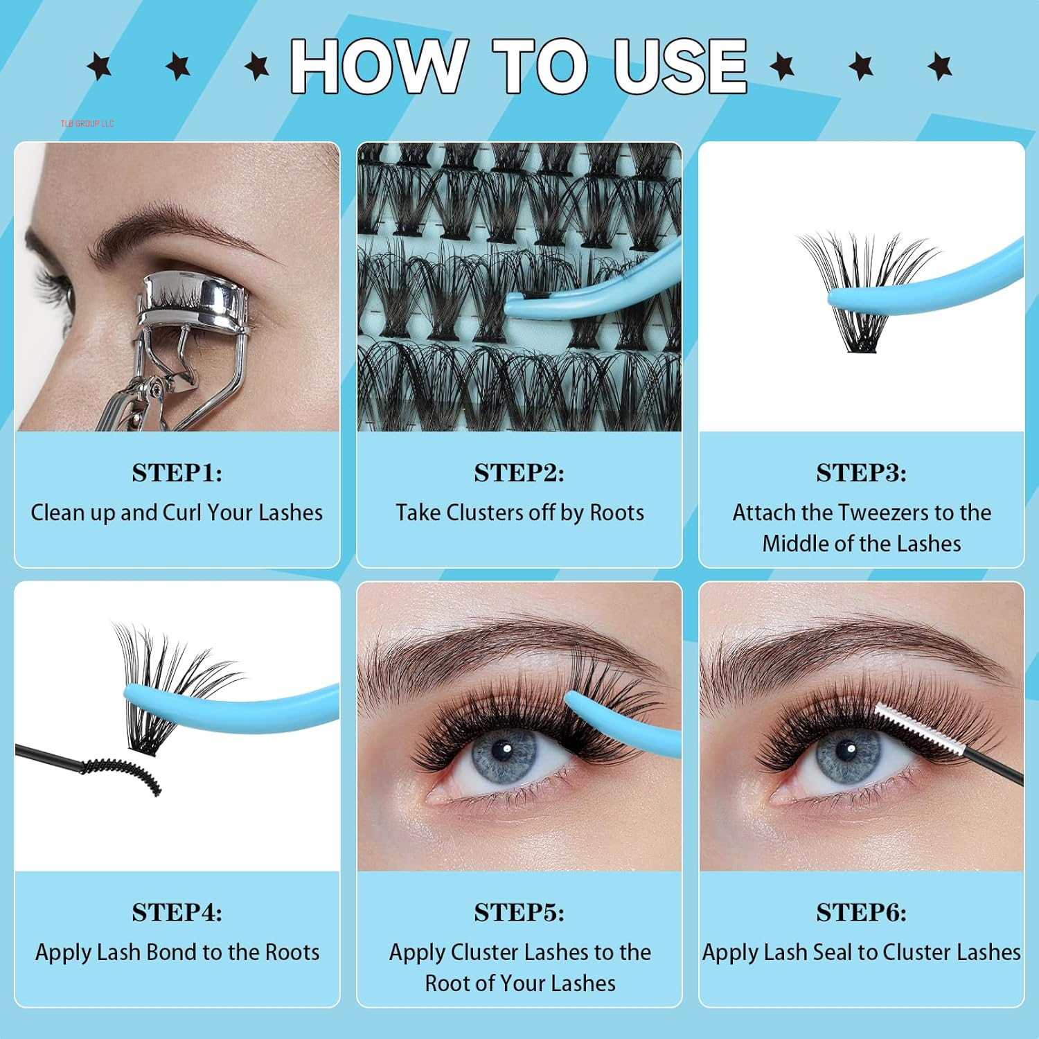Lash Clusters Kit Lash Extension Kit D Curl Eyelash Extension Kit 280 Pcs Eyelash Clusters Kit Cluster Eyelash Extensions Individual Lashes Kit with Lash Bond and Seal Eyelash Tweezers