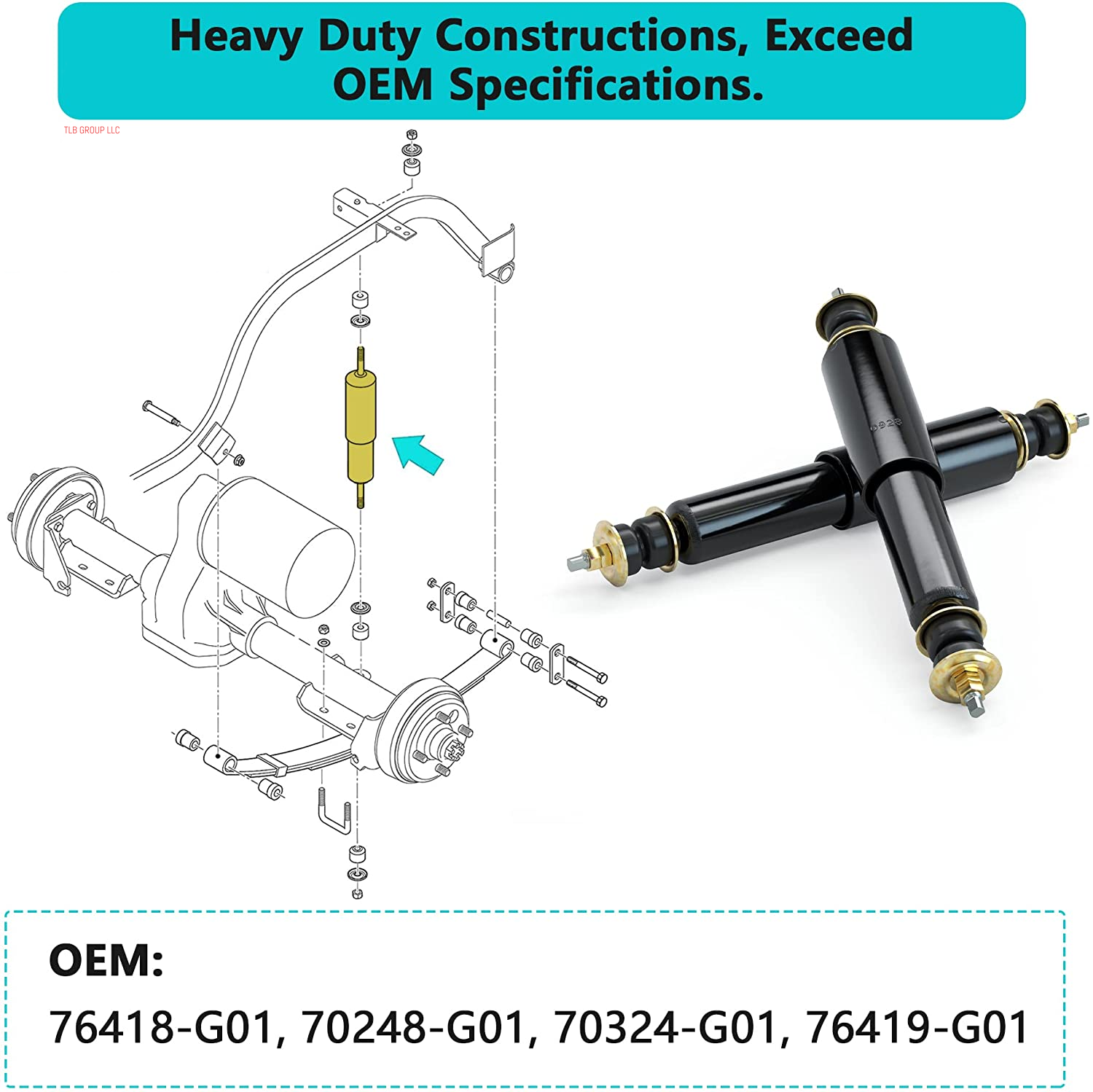 Golf Cart Shocks for EZGO TXT Front and Rear Shocks Absorbers 1994-Up Gas & Electric Models, Replaces OEM #76418-01, 70928-G01 Nivel Part #5006-4 PCS