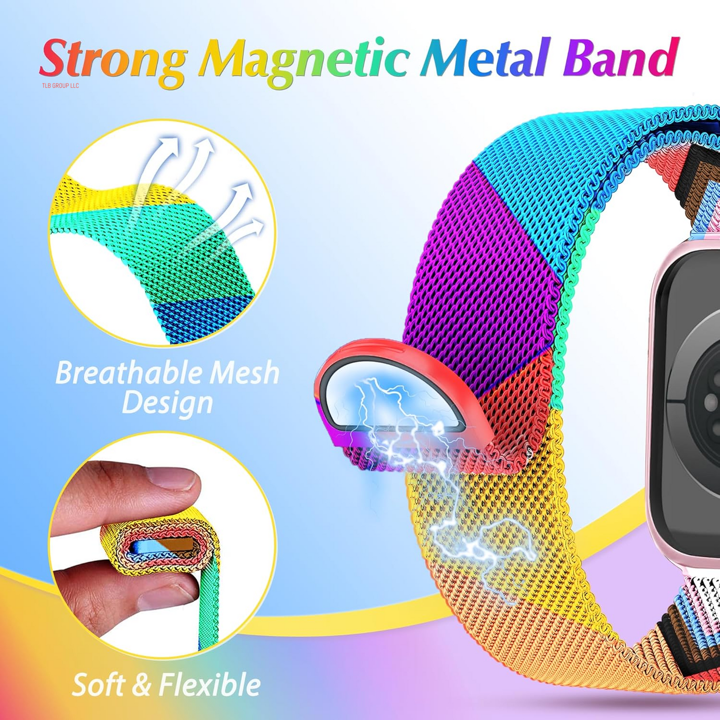 Magnetic Pride Apple Watch Bands for Women Men 41Mm 42Mm 44Mm 45Mm 46Mm 49Mm 38Mm 40Mm, Milanese Loop Strap Rainbow Apple Watch Band for Iwatch Series 10 9 SE 8 7 6 5 4 Ultra 2 1-Innovative