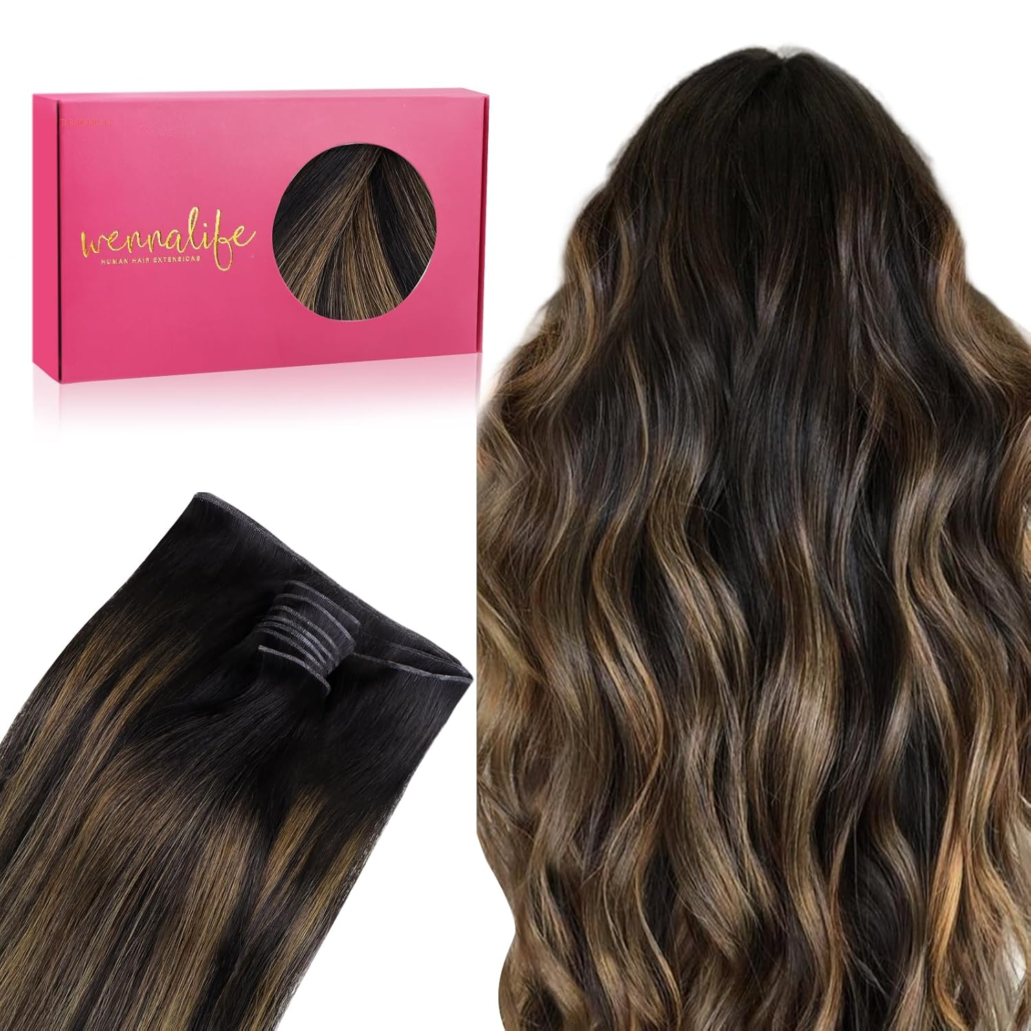 Sew in Hair Extensions Real Human Hair, 14 Inch 80G Light Blonde Highlighted Golden Blonde Machine Weft Hair Extensions Human Hair Hand Tied Weft Hair Extensions Sew In