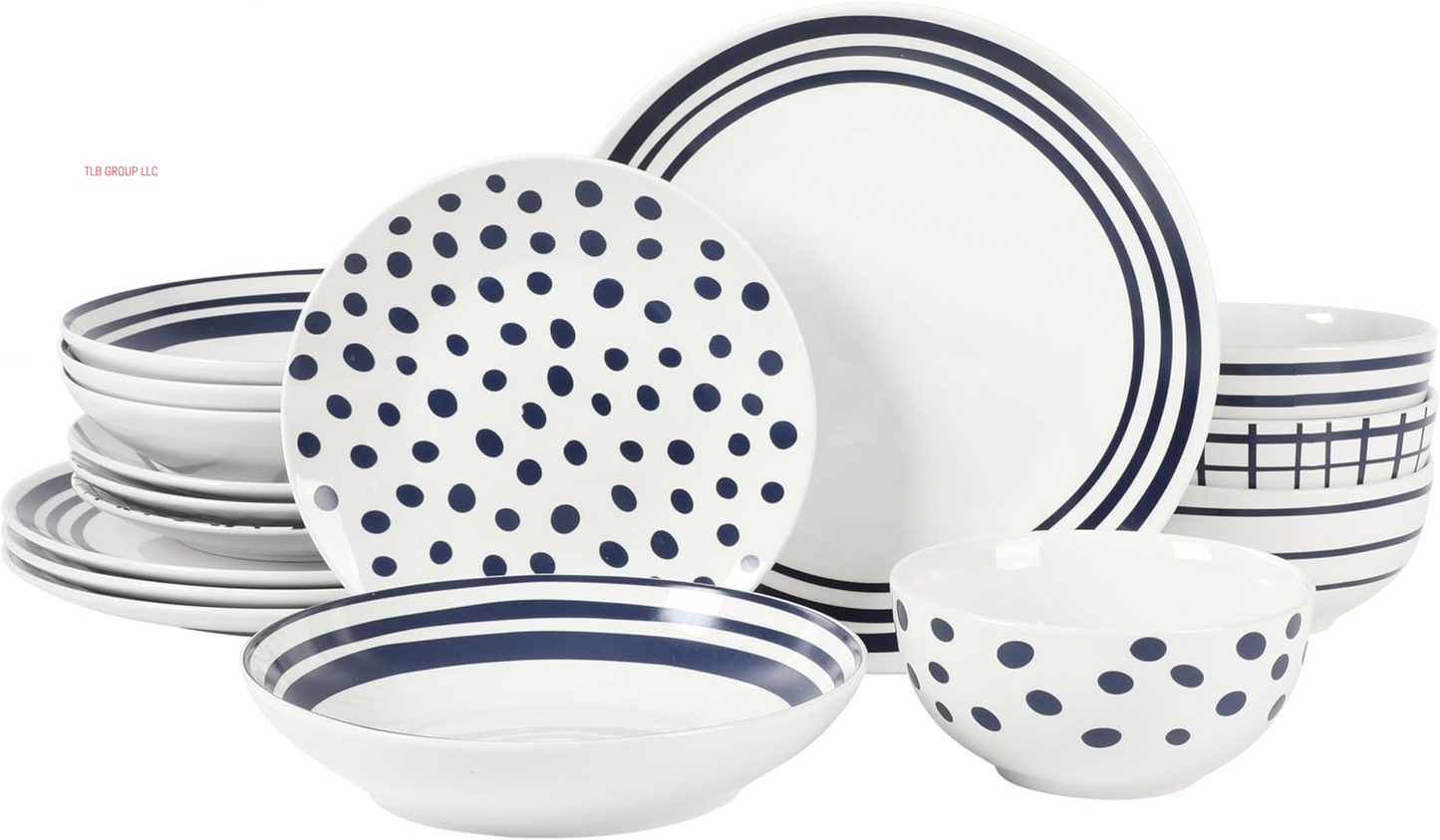 Oslo Porcelain Chip and Scratch Resistant Dinnerware Set, Service for 4 (16Pcs), Plates and Bowls Dishes Sets, White