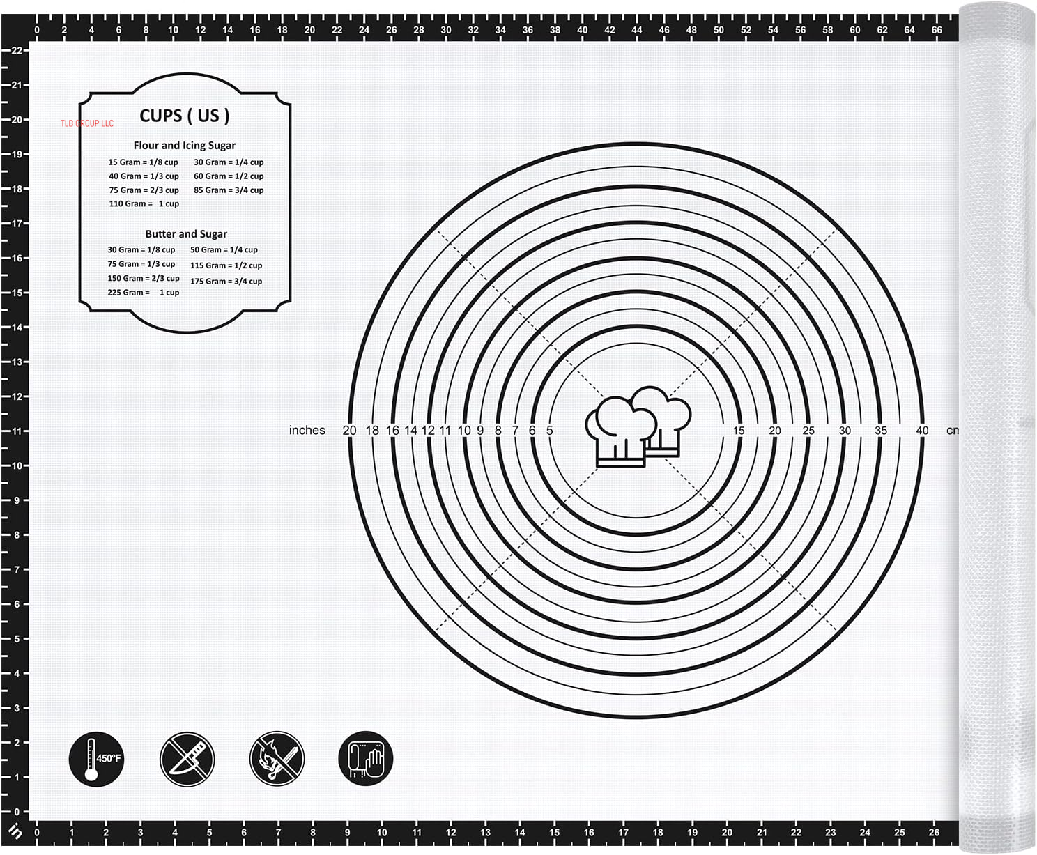 26X16 Inch Extra Thick Silicone Baking Mat with Measurements, Non-Slip and Reusable - for Cookies, Bread, Pastry