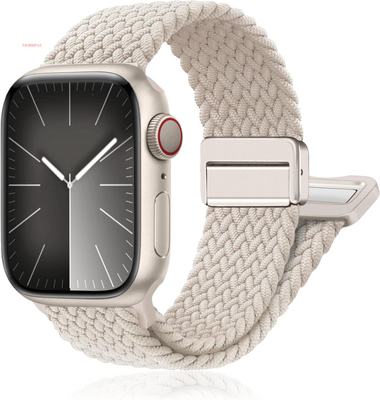 Magnetic Braided Stretchy Loop - Compatible with Apple Watch Band 42Mm 46Mm 40Mm 41Mm 44Mm 45Mm 38Mm Ultra/2 49Mm Women Men,Elastic Woven Fabric Nylon Strap for Iwatch Ultra Series 10 9 8 7 6 5 4 3 SE