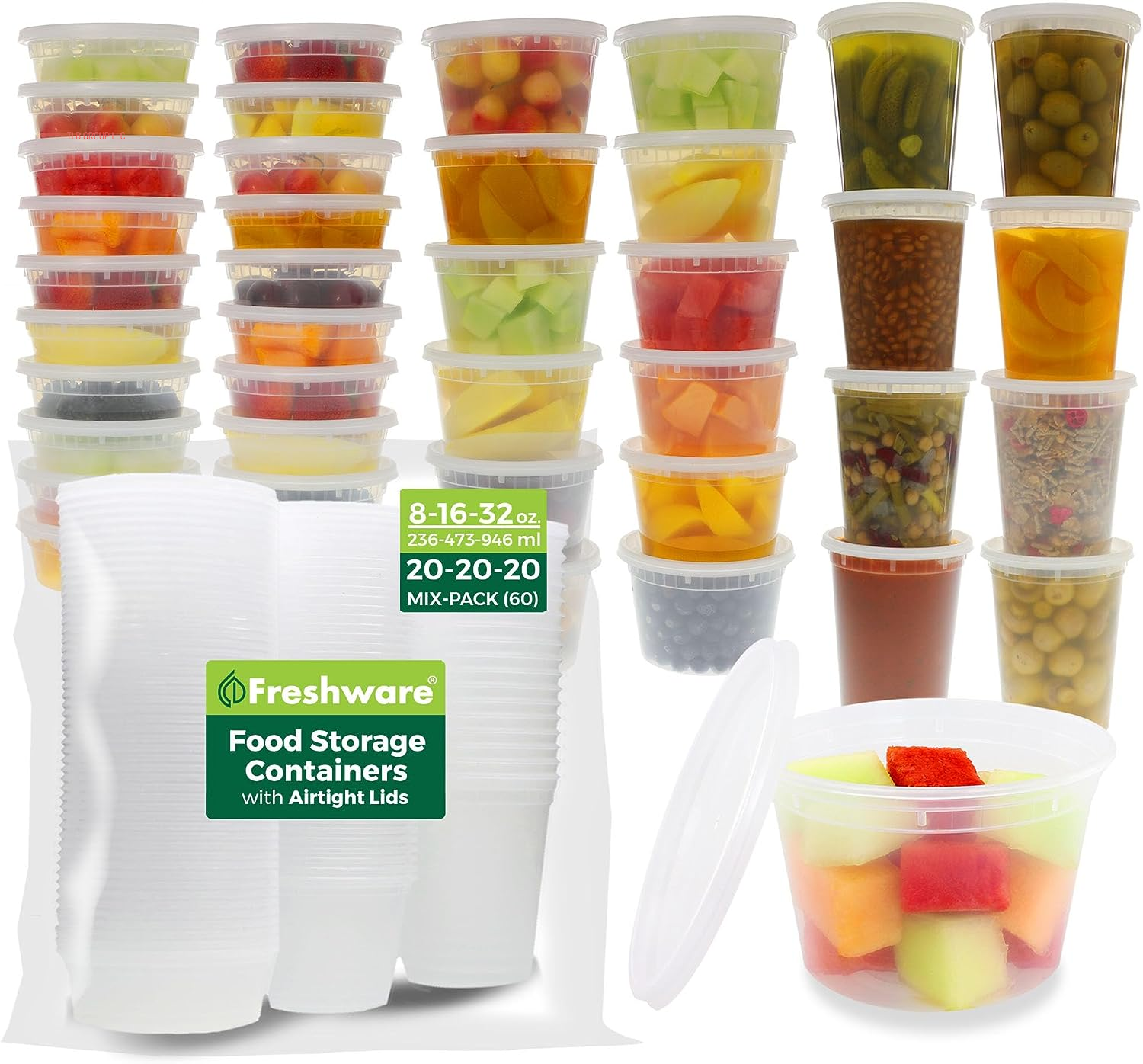 Food Storage Containers [50 Set] 16 Oz Plastic Deli Containers with Lids, Slime, Soup, Meal Prep Containers | BPA Free | Stackable | Leakproof | Microwave/Dishwasher/Freezer Safe
