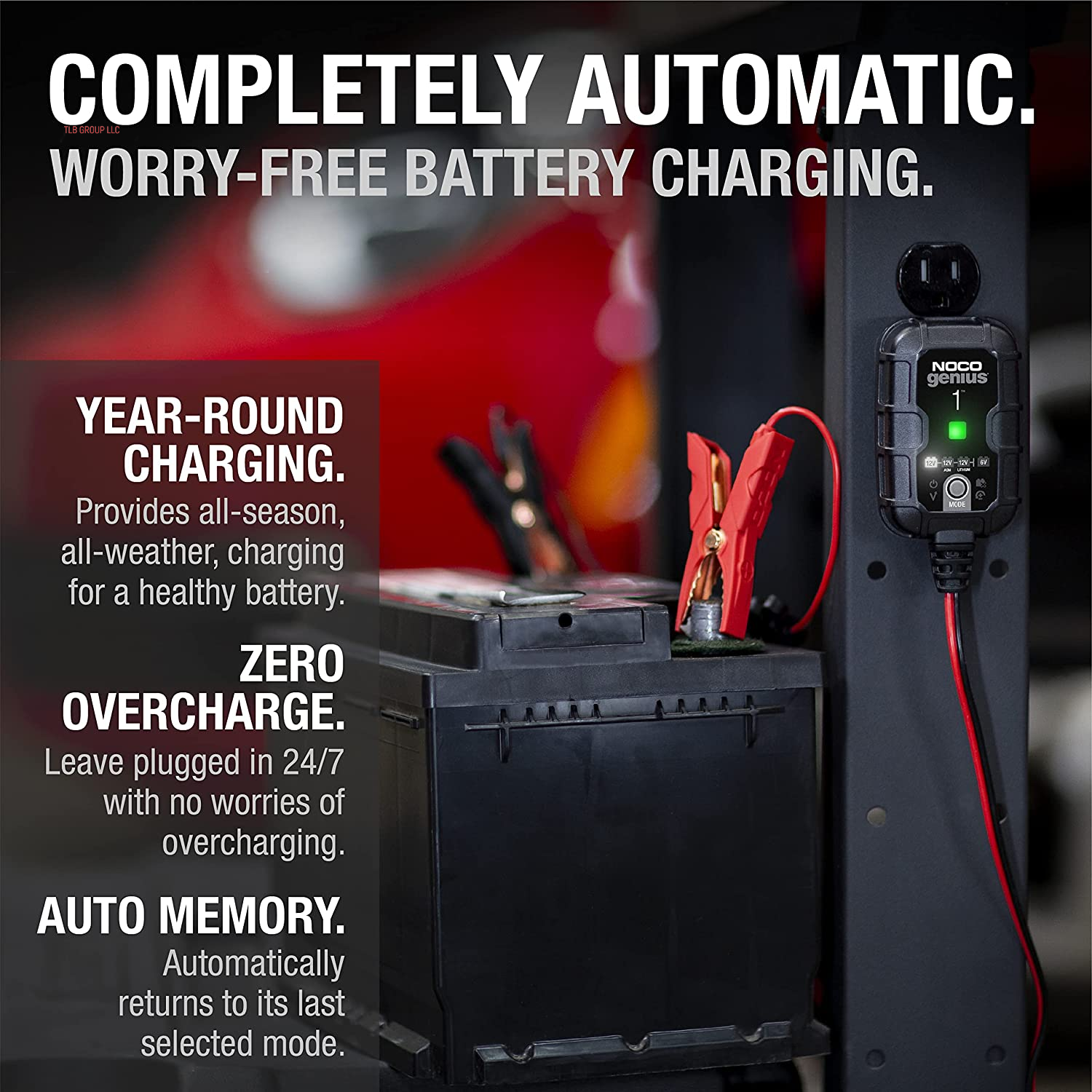 GENIUS1: 1A 6V/12V Smart Battery Charger – Automatic Maintainer, Trickle Charger & Desulfator with Overcharge Protection & Temperature Compensation – for Lead-Acid & Lithium Batteries