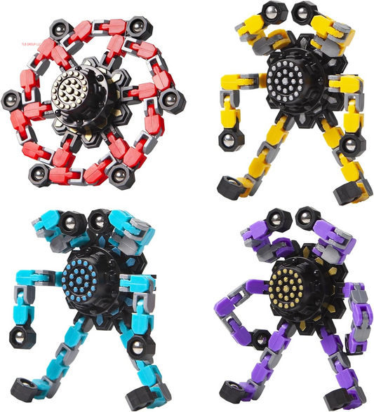 Transformable Fidget Spinners 4 Pcs for Kids and Adults Stress Relief Sensory Toys for Boys and Girls Fingertip Gyros for Party Favors Stocking Stuffers Bulk for Kids