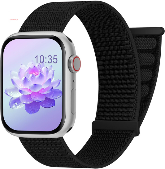 Sport Nylon Loop Band Compatible with Apple Watch Bands 38MM 40MM 41MM 42MM 44MM 45MM 46MM 49MM Women Men,Black Adjustable Straps for Iwatch Band Series 10 SE 9 8 7 6 5 4 3 2 1 Ultra