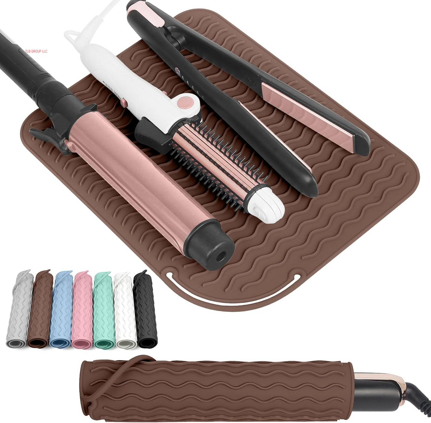 Larger Size Silicone Heat Resistant Mat for Curling Irons, Flat Irons, Hair Straightener and Other Hair Styling Tools, Portable Hot Tools Pad Cover for Travel Vanity Salon(12.0" X 9.0")