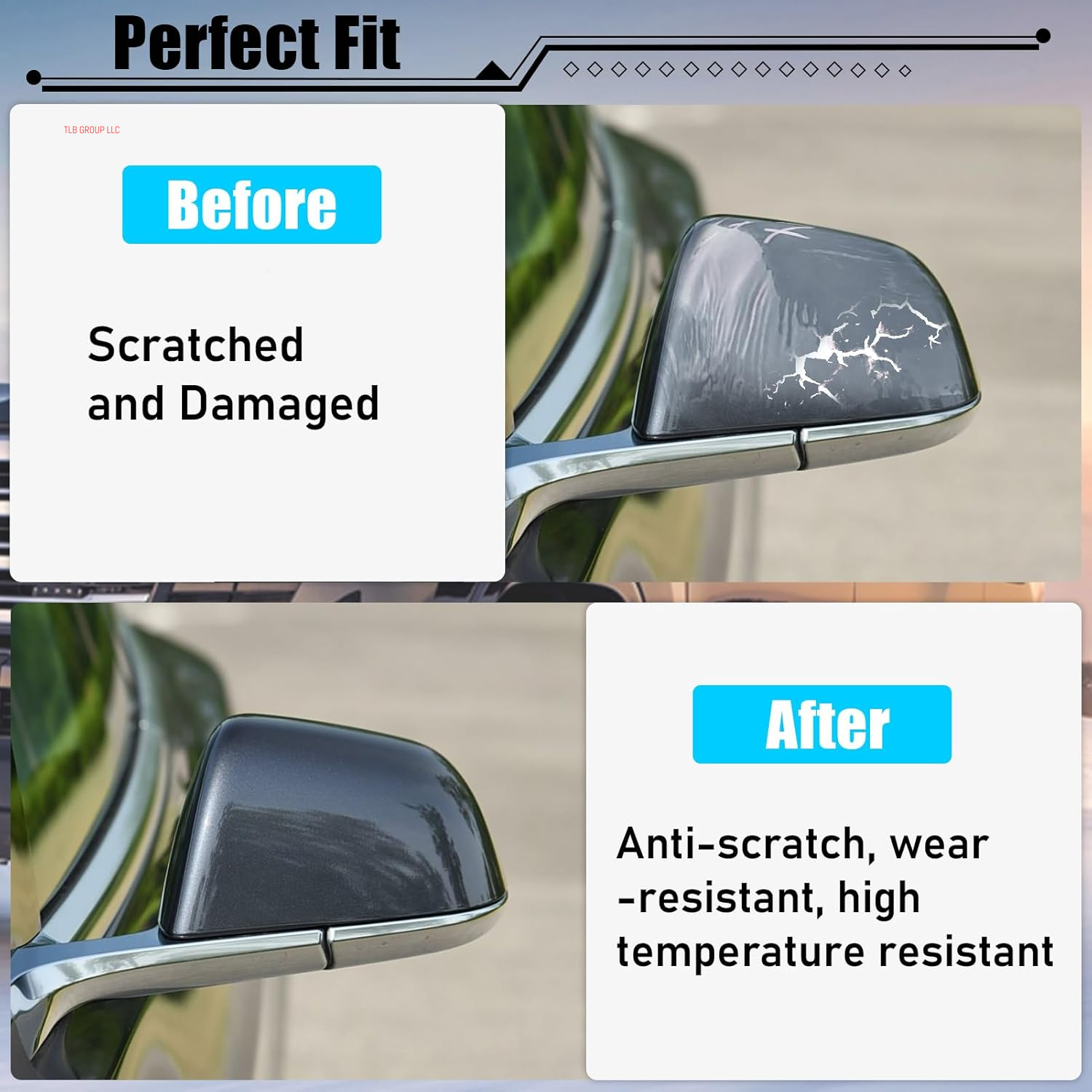 Compatible with Tesla Model 3 Mirror Caps 2017 2018 2019 2020 2021 2022 2023 2024,Left+Right Rear View Side Mirror Cover Cap Replacement for Tesla Model 3 Accessories