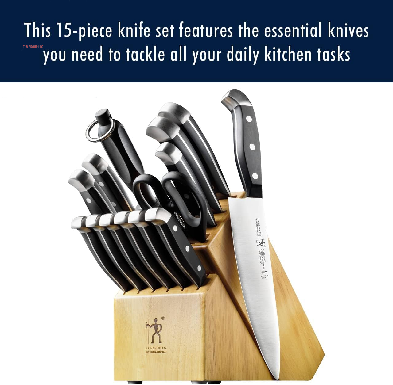 Premium Quality 15-Piece Knife Set with Block, Razor-Sharp, German Engineered Knife Informed by over 100 Years of Masterful Knife Making, Lightweight and Strong, Dishwasher Safe