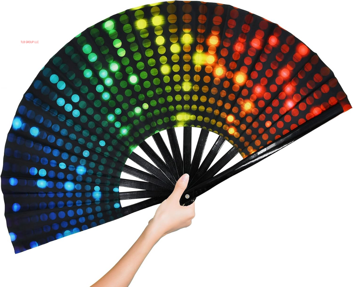 Large Rave Fan Folding Hand Fan Popping Fan for Line Dancing, Big Foldable Clacking Fans Clap Fans for Boots on the Ground Dance Festival, Dancing, Performance (DJ Lighting)