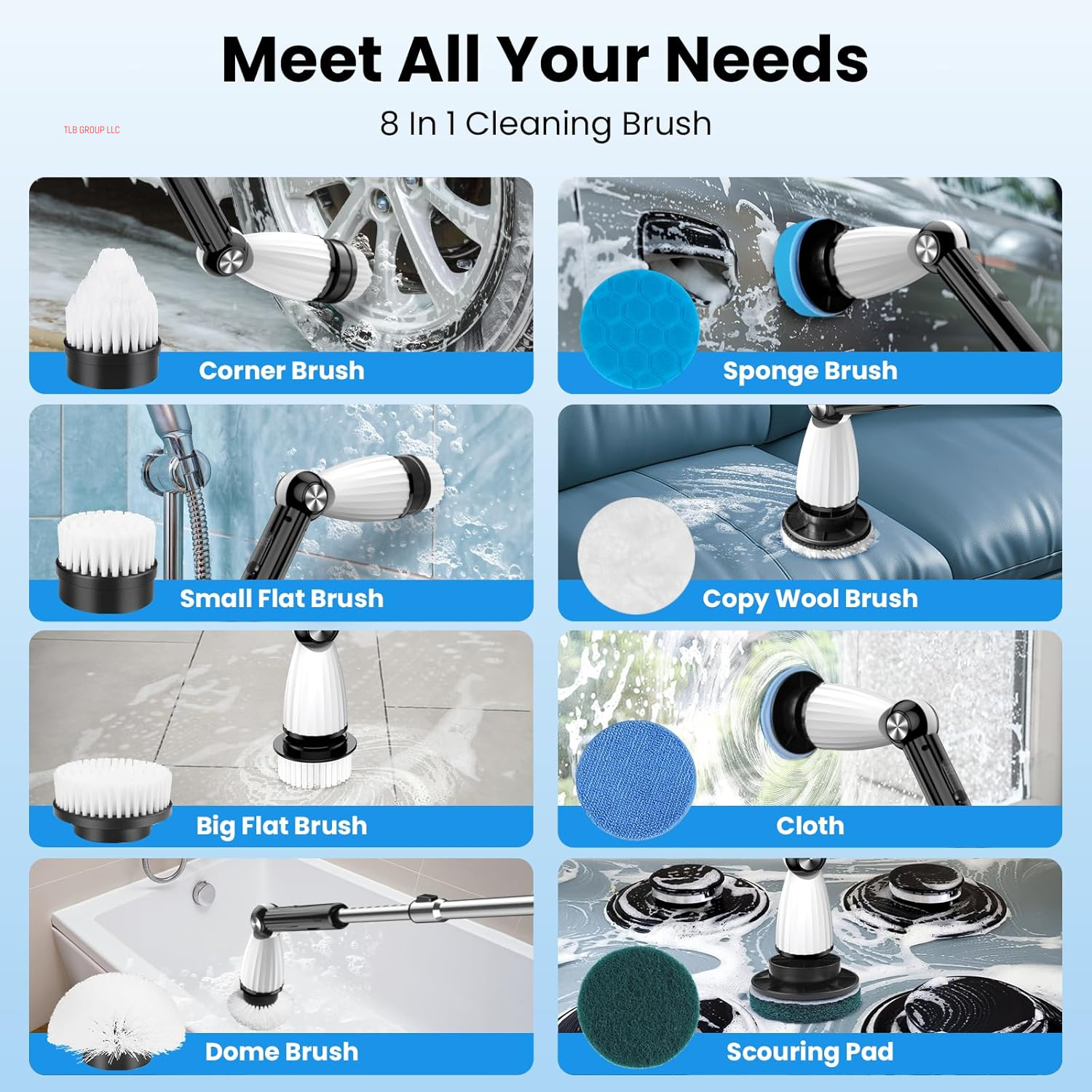 Electric Spin Scrubber, Power Shower Floor Scrubber, Electric Scrubber for Cleaning, Spin Scrub Shower Cleaner Brush, Cleaning Tools for Bathroom, Tub, Floor, Kitchen