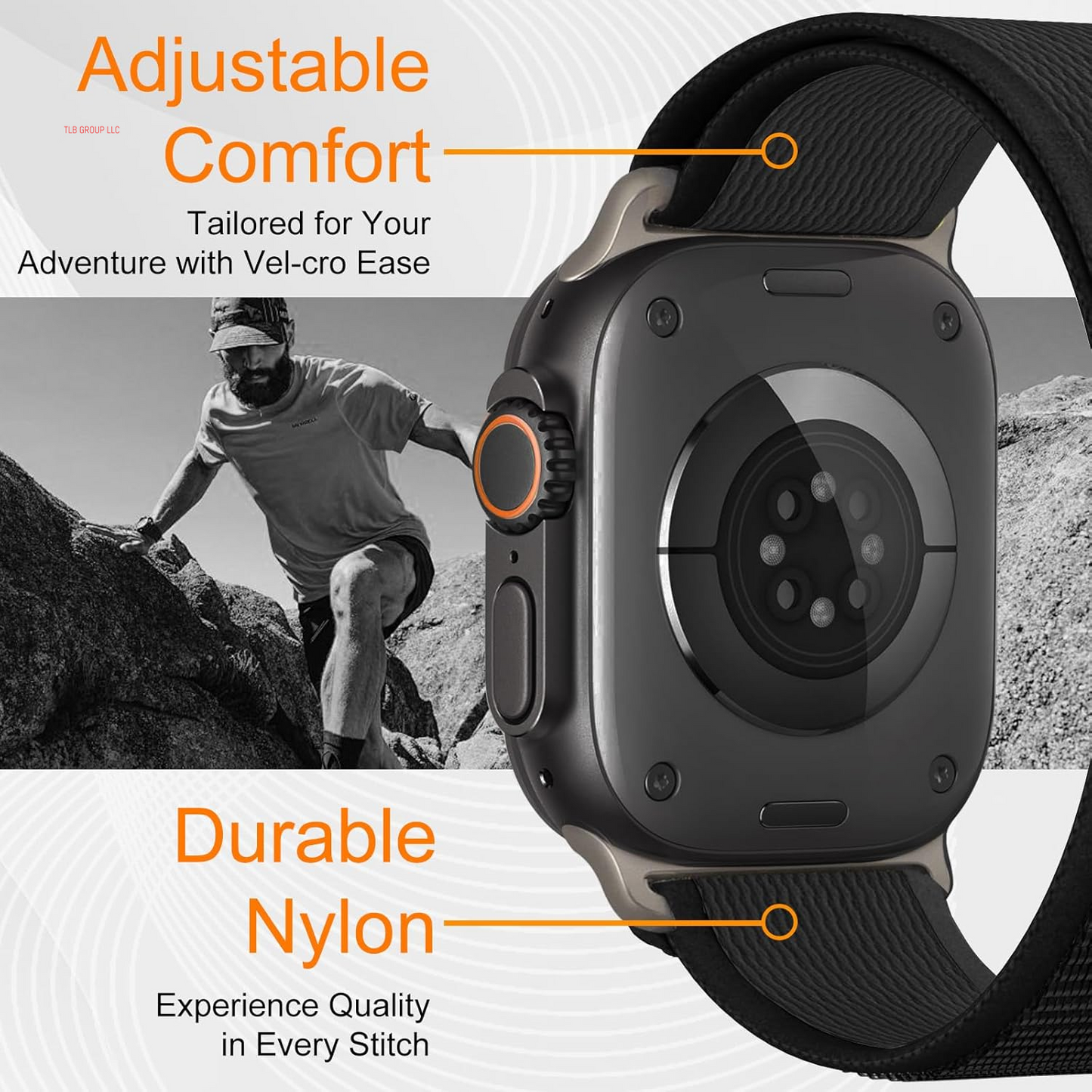 Trail Loop Nylon Band - Compatible with Apple Watch Ultra 2 Band/Ultra Band 49Mm 45Mm 44Mm Men Women, Braided Elastic Weave Sport Strap for Iwatch Ultra 2, Iwatch Ultra Series 10 46Mm SE/9/8/7/6/5/4