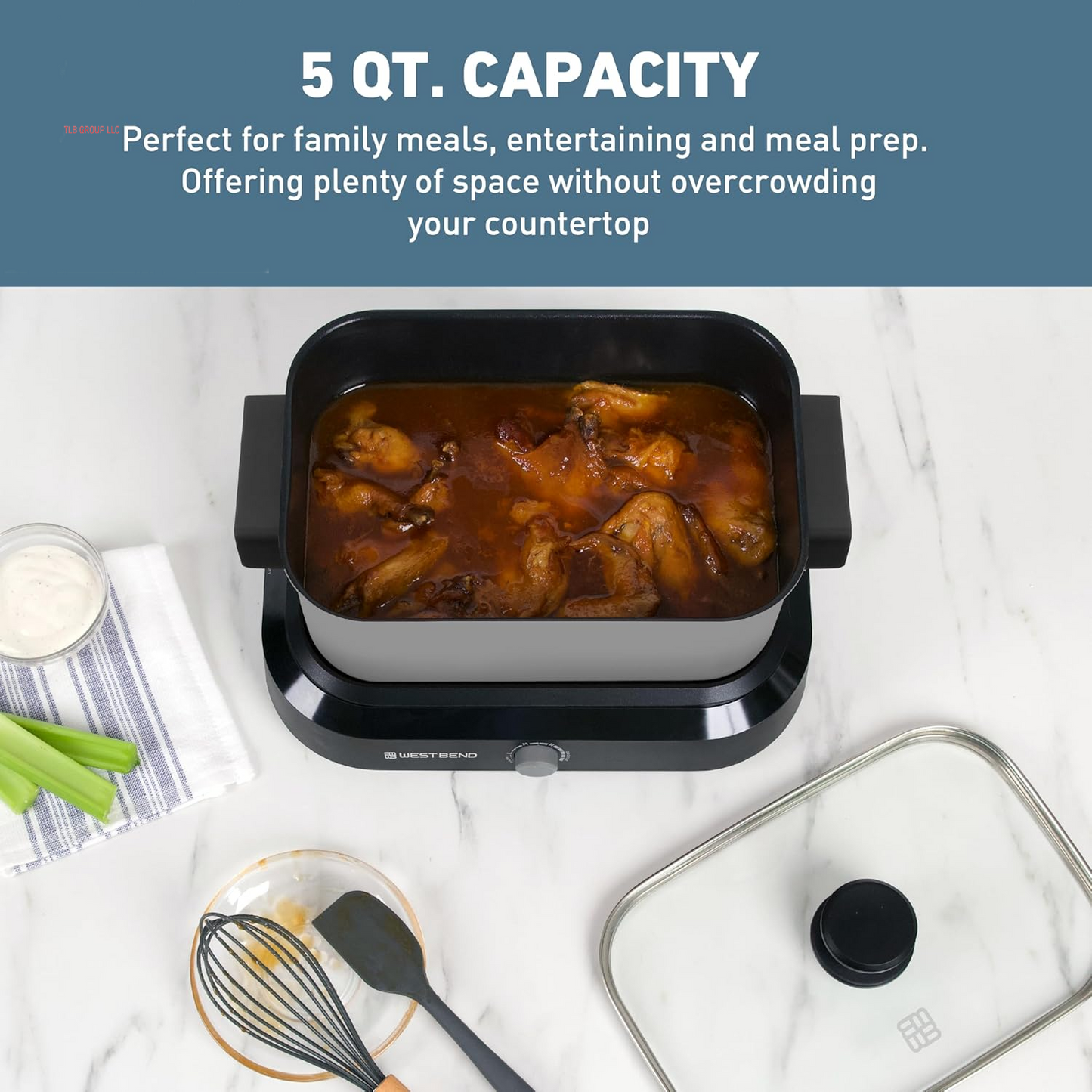 87905 Slow Cooker Large Capacity Non-Stick Vessel with Variable Temperature Control Includes Travel Lid and Thermal Carrying Case, 5-Quart, Silver TRUCK DRIVER