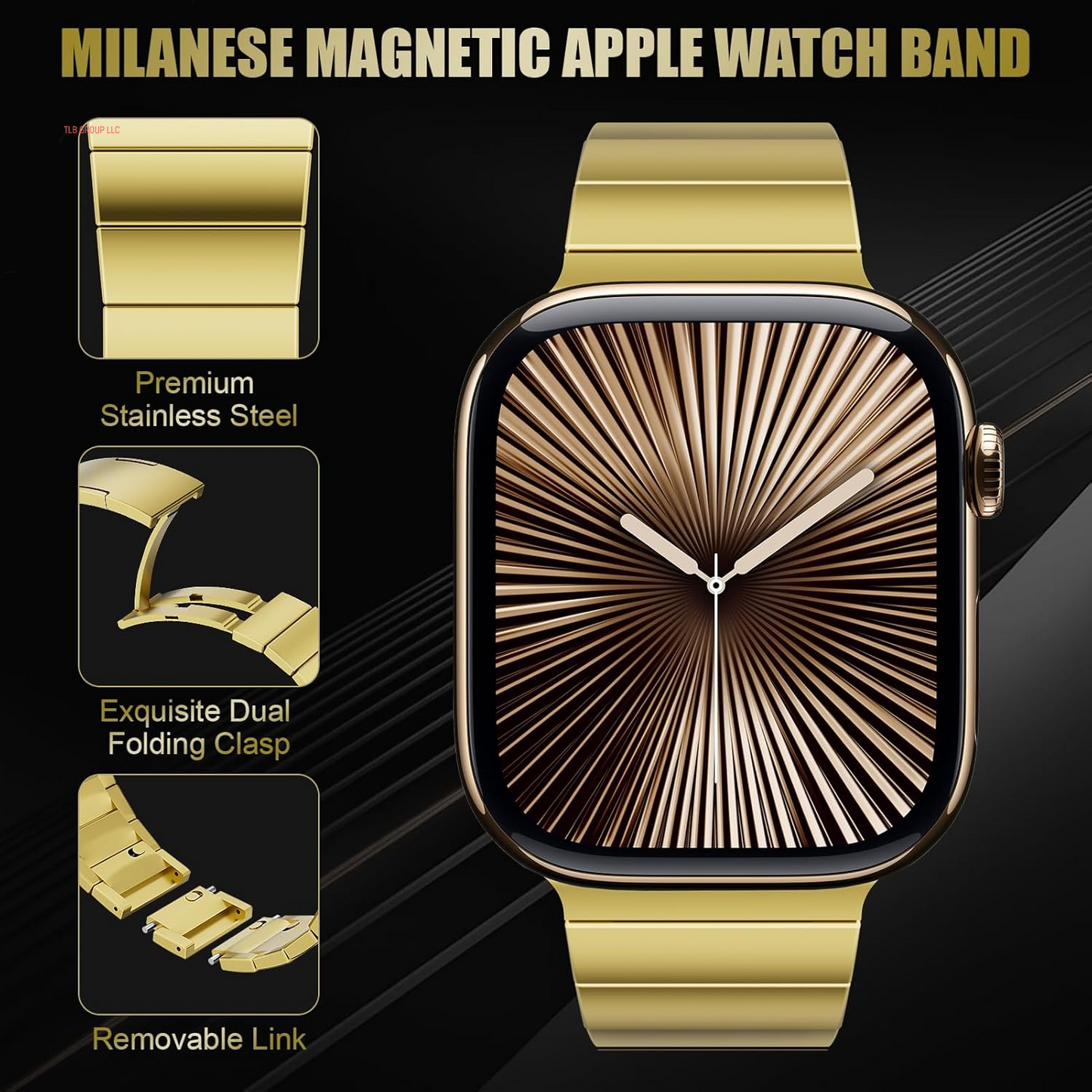 Metal Bands Compatible with Apple Watch Bands for Men Series 10 46Mm 45Mm 44Mm 42Mm 41Mm 40Mm 38Mm 49Mm Iwatch Bands Women,Business Stainless Steel Strap for Apple Watch Series 9 8 7 6 5 4 3 SE/2