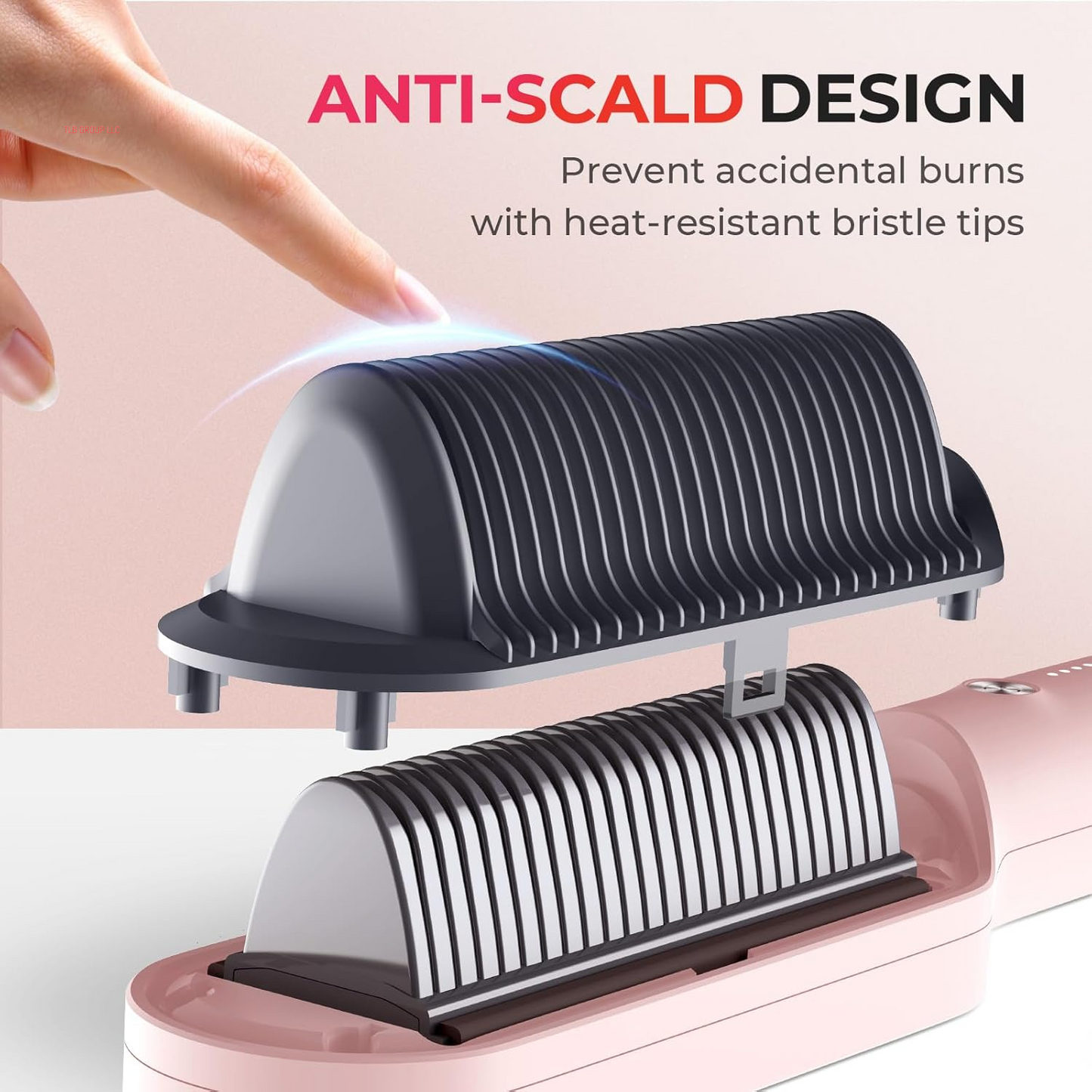 Ring Hair Straightener Brush – Hair Straightening Iron with Built-In Comb, 20S Fast Heating & 5 Temp Settings & Anti-Scald, Perfect for Professional Salon at Home, Sakura Pink