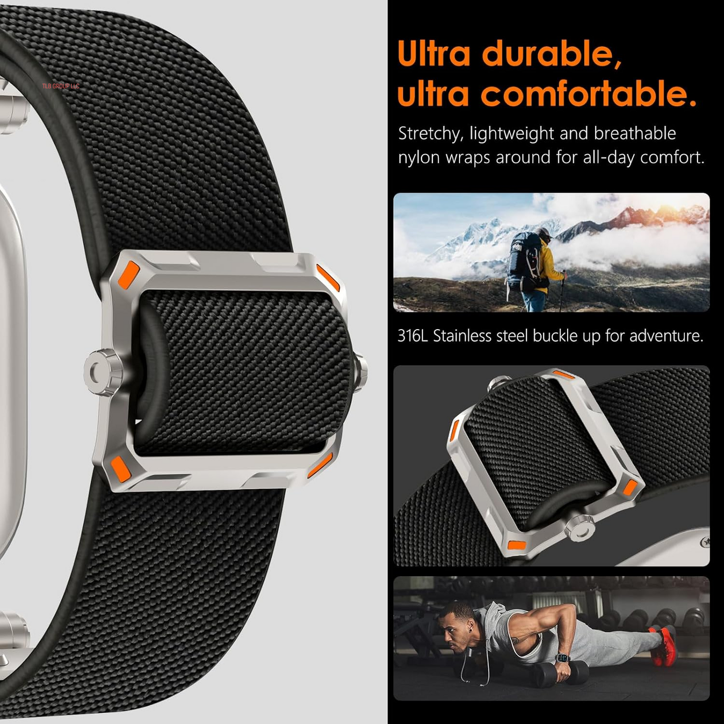 Stretchy Bands for Apple Watch Ultra 2 Band 49Mm 46Mm 45Mm 44Mm 42Mm Men, Rugged Solo Loop Nylon Sport Elastic Braided Straps for Iwatch Ultra Series 10 9 8 7 6 5 4 3 SE with Metal Connector