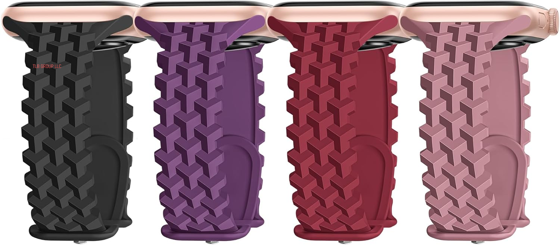 4 Pack Silicone Braided Y-Design Bands Compatible with Apple Watch Band 38Mm 40Mm 41Mm 42Mm 44Mm 45Mm 46Mm 49Mm for Women Men, Slim Bands for Iwatch Series 10 9 8 7 6 5 4 3 2 1/Se/Ultra