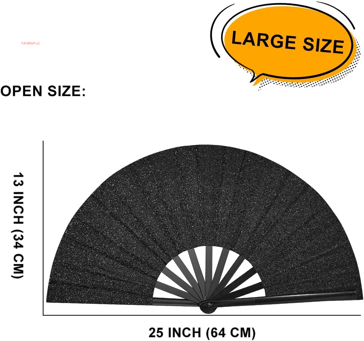 Rave Fans, Large Folding Hand Fan Popping Fan for Line Dancing, Big Clacking Fans Clap Fans Festival Fans Foldable for Boots on the Ground Dance,Music Festival, Party (Black)