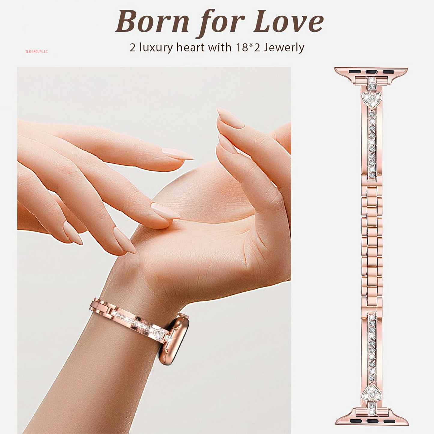 Love Bracelet Compatible with Apple Watch 40Mm/38Mm/41Mm/42Mm Series 10 9 8 7 SE Series 6 5 4 Bands Women Metal Iwatch Wrap Jewerly Ape Watch Strap Slim Bands for Apple Watch 3 2 1-Rose Gold