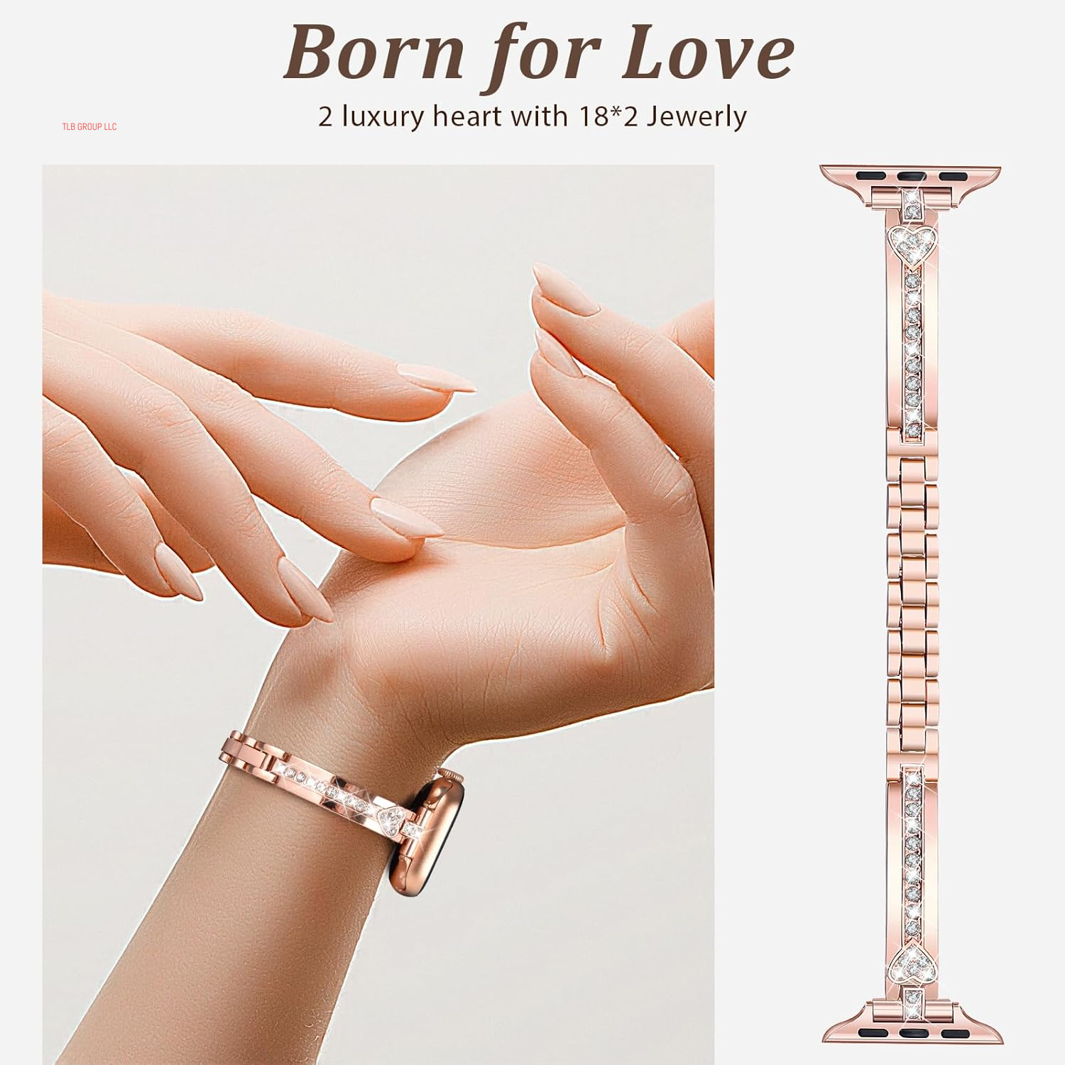 Love Bracelet Compatible with Apple Watch 40Mm/38Mm/41Mm/42Mm Series 10 9 8 7 SE Series 6 5 4 Bands Women Metal Iwatch Wrap Jewerly Ape Watch Strap Slim Bands for Apple Watch 3 2 1-Rose Gold
