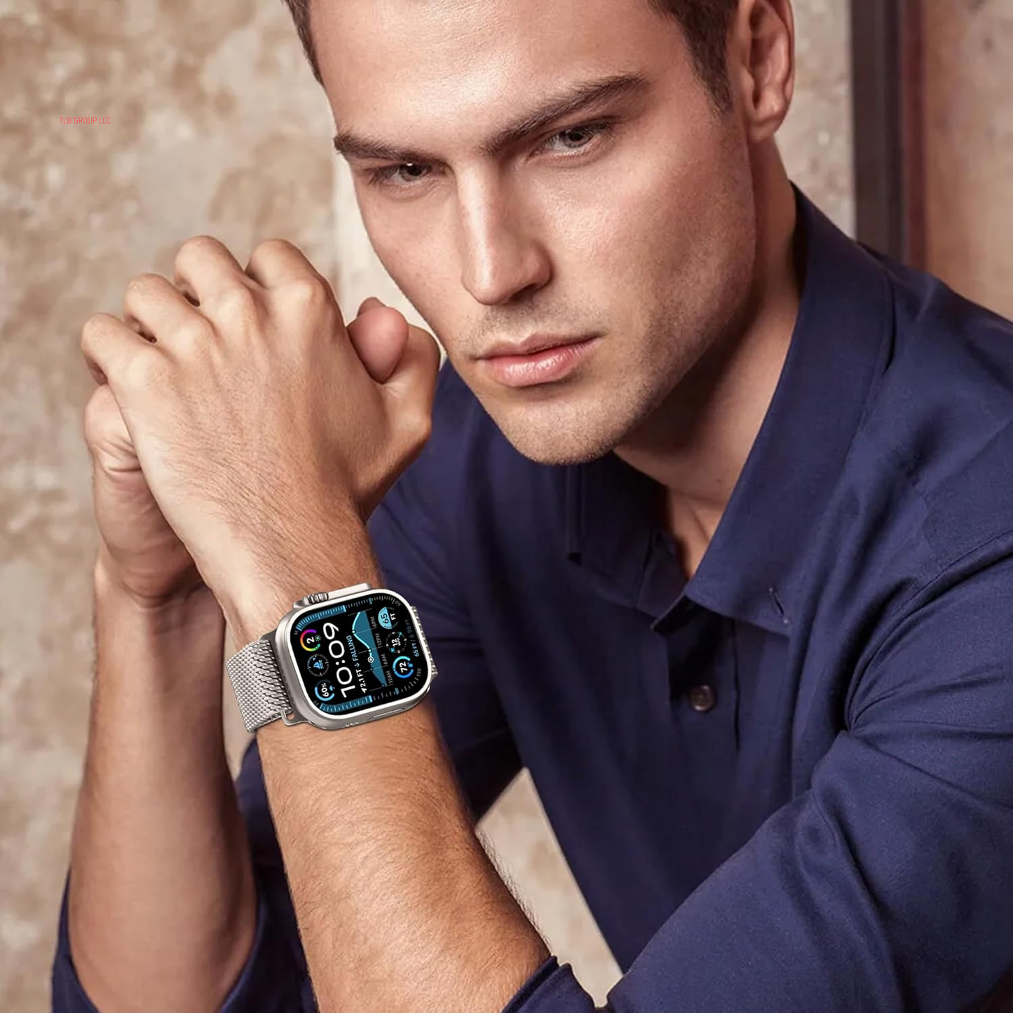 Milanese Mesh Loop Compatible with Apple Watch Band Ultra 2/Ultra 49Mm 46Mm 45Mm 44Mm Men Women, Designer Parachute-Style Metal Buckle Adjustable Strap for Iwatch SE Series 10/9/8/7/6/5/4