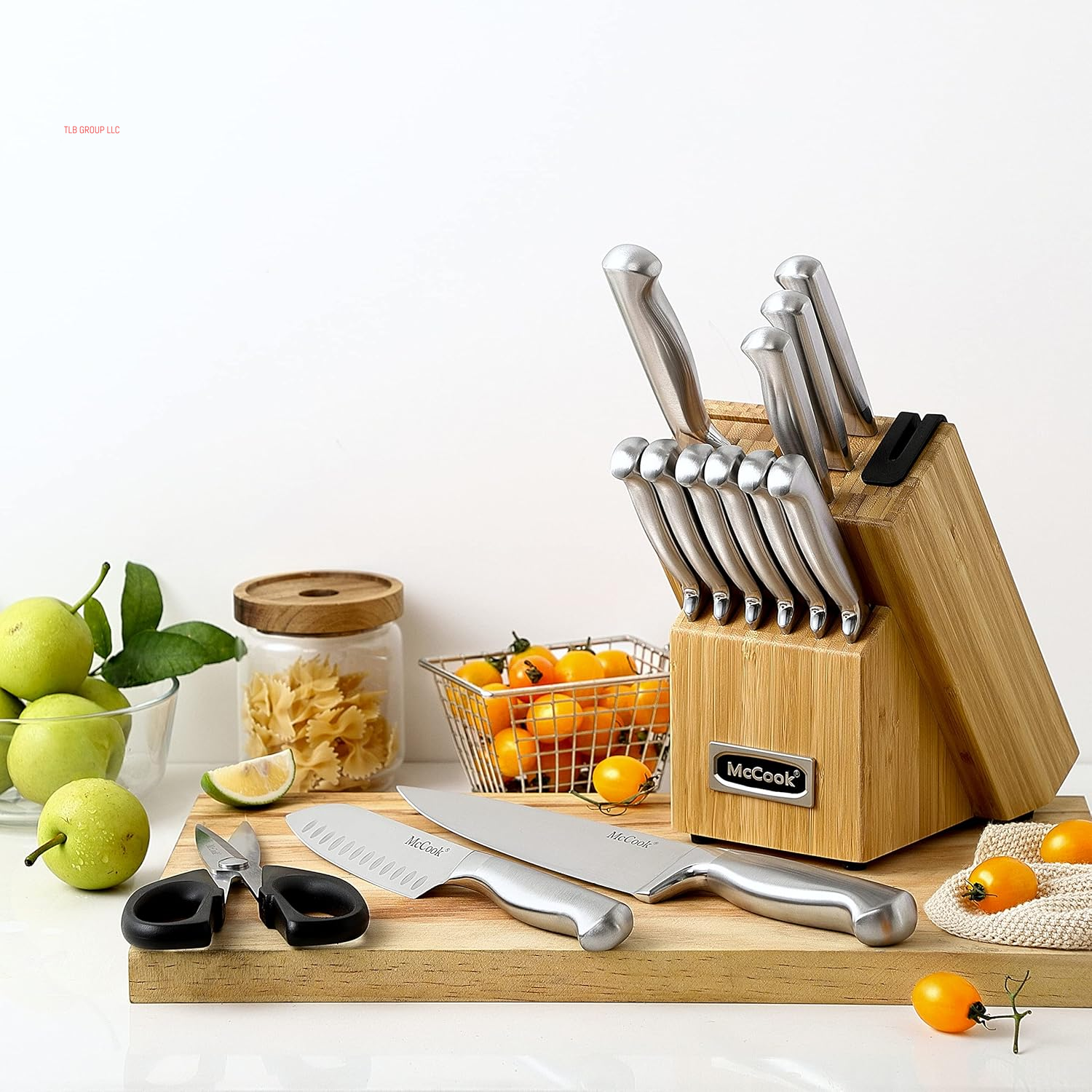 ® Knife Sets,German Stainless Steel Knife Block Sets with Built-In Sharpener