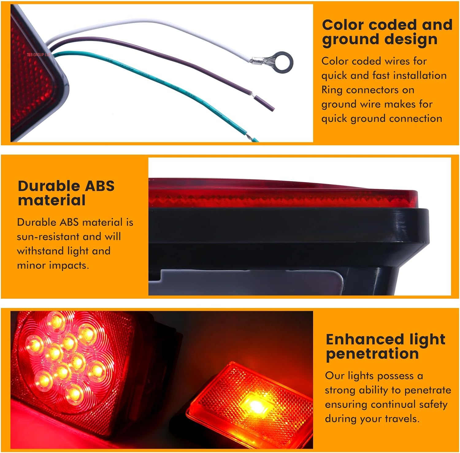 70205 Trailer Light Kit - 12V All LED, Left and Right Waterproof Submersible for Trailers, Boat Trailer Truck Marine Camper RV Snowmobile, Red