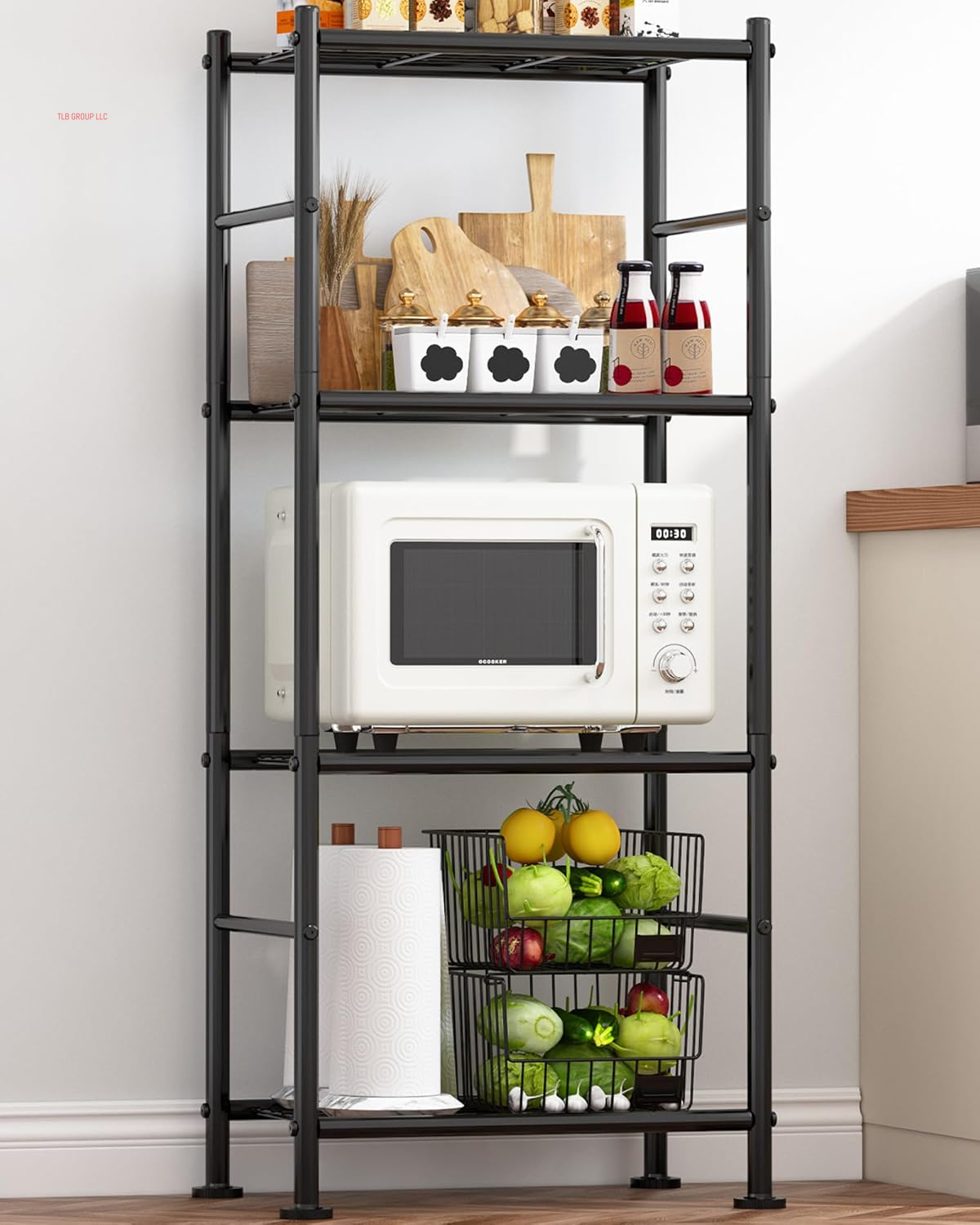 Storage Shelves - 5 Tier Shelf Organizer, Heavy Duty Garage Shelving Unit with Leveling Feet, Stable Metal Shelves Organizer for Pantry, Kitchen and Closet, 33.0" W X 12.6" D X 72.0" H, Black
