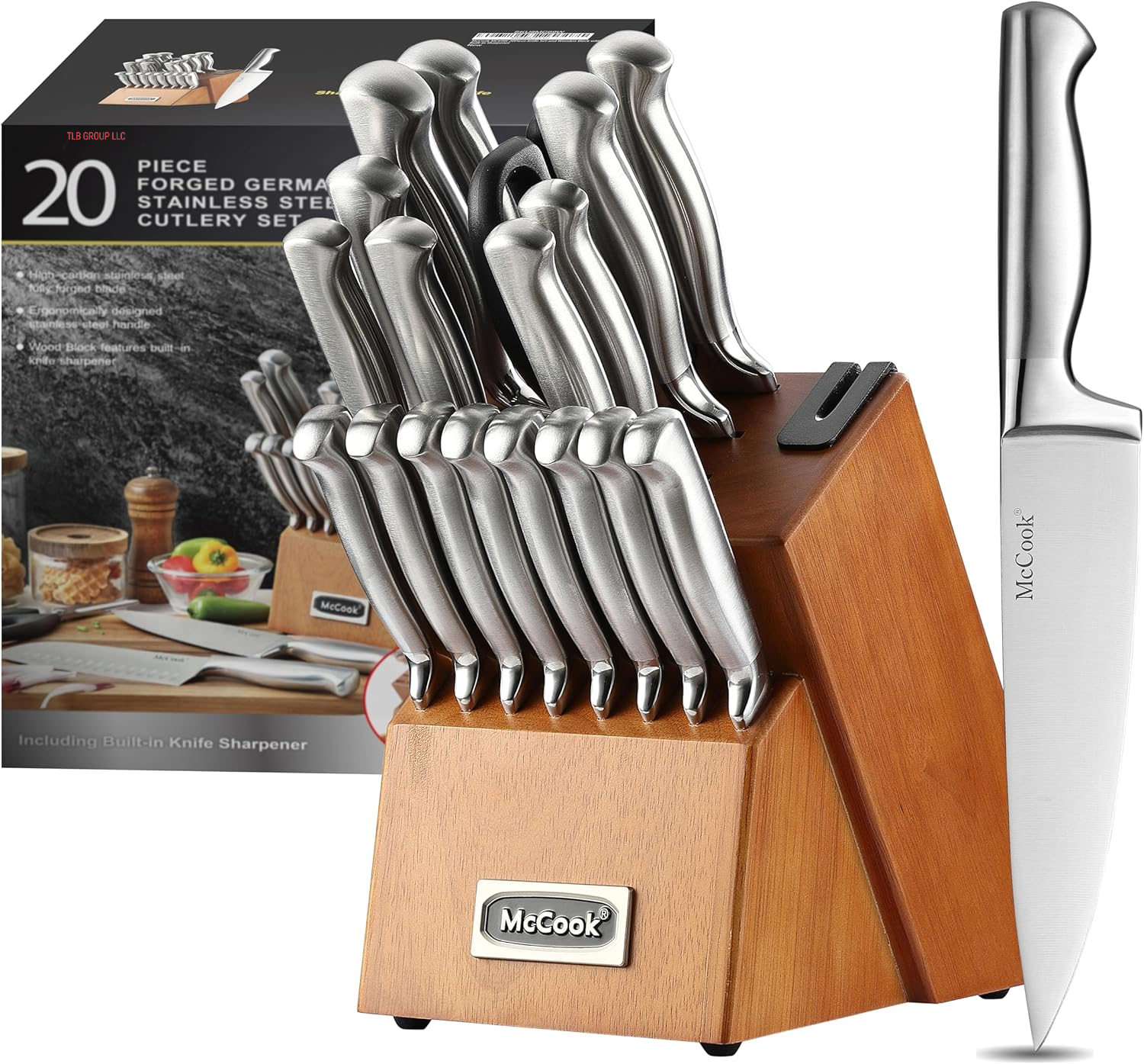 ® Knife Sets,German Stainless Steel Knife Block Sets with Built-In Sharpener