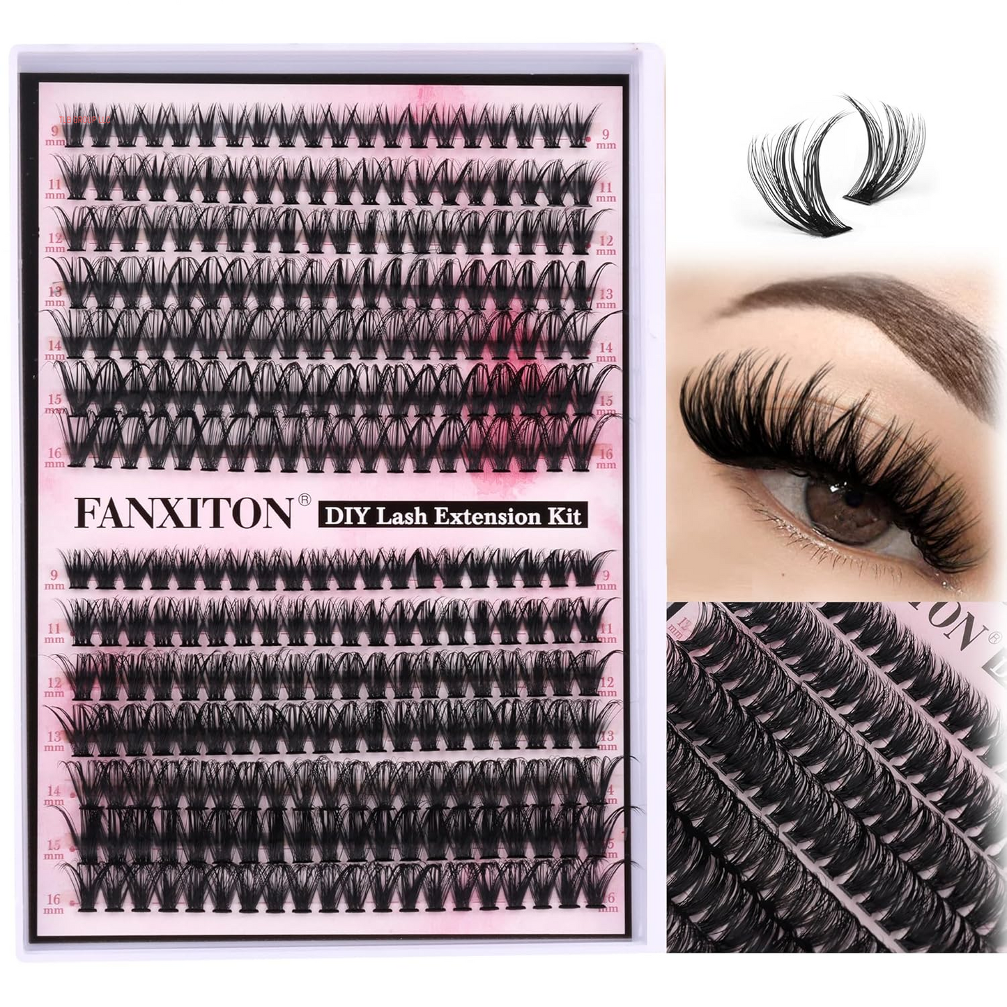 DIY Lash Extension Kit 40D+50D Volume Lash Clusters Kit with Lash Bond and Seal 280 Pcs Thick Individual Lashes 9-16 Mm D Mink Lashes Cluster, Lash Cluster Remover and Tweezers by