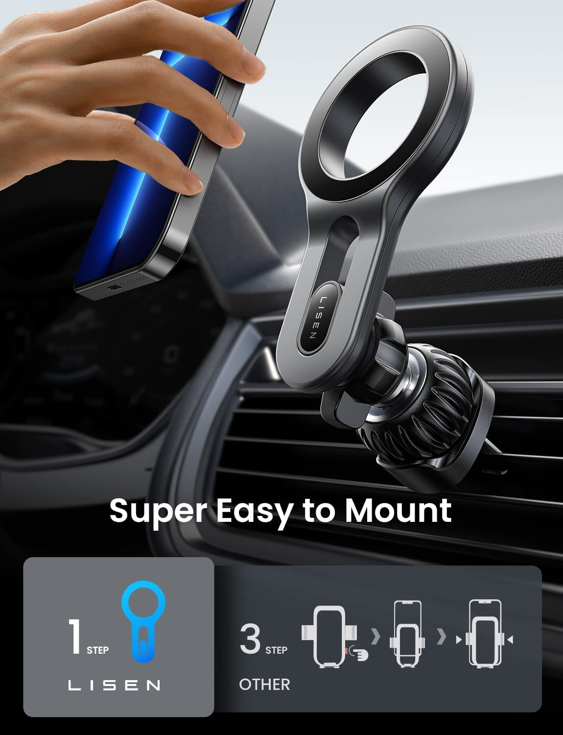 for Iphone 16 Magsafe Car Mount, [Quick Install] Magnetic Car Phone Holder Vent, Car Truck Accessories Gifts for Men Women Him Her, Fit for Iphone 16E 16 Pro/Pro Max 15 14 13 12 Samsung Pixel