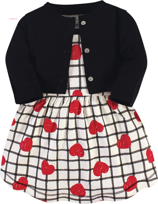 Baby Girl Organic Cotton Dress and Cardigan