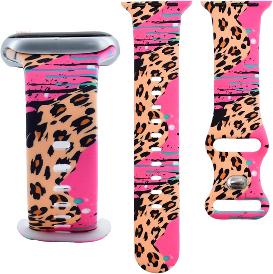 Cute Strap for Apple Watch Band 46Mm 45Mm 44Mm 49Mm, Brown Softer Leopard Print Silicone Bracelet for Iwatch Band Series 10/9/8/7/6/5/4/3/2/1/SE Ultra for Women Mother’S Day Gift