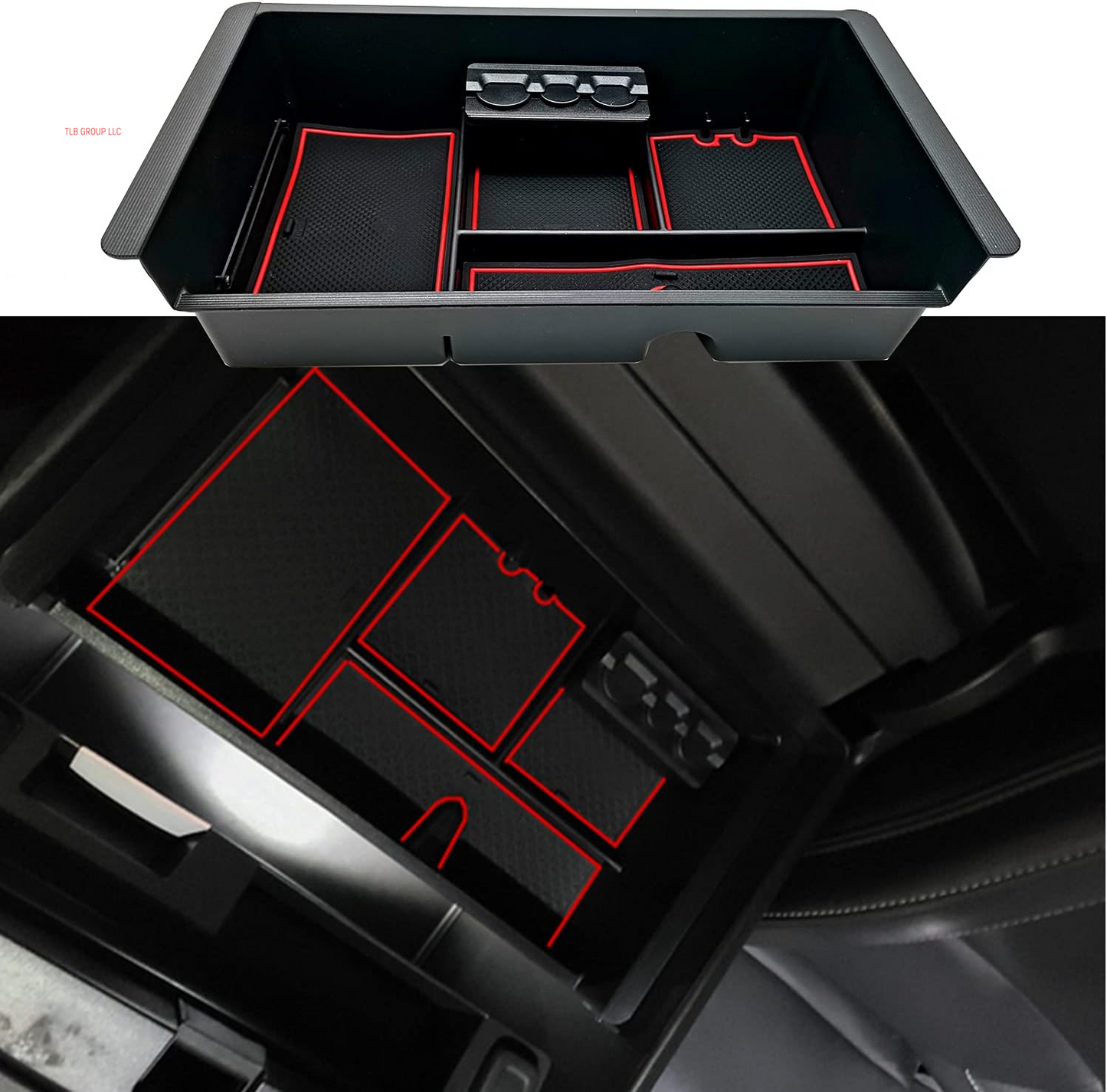 Center Console Organizer Tray Compatible with 2014-2018 GMC Sierra Accessories, (2015-2020) Yukon/Chevy Tahoe Silverado Suburban, Armrest Storage Box Replaces 22817343(Black)