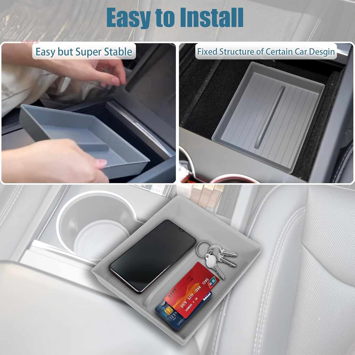 Center Console Organizer Tray for Tesla Model 3 2023-2025 - Model 3 Accessories Center Console Organizer Easy Installation, Enhanced Storage