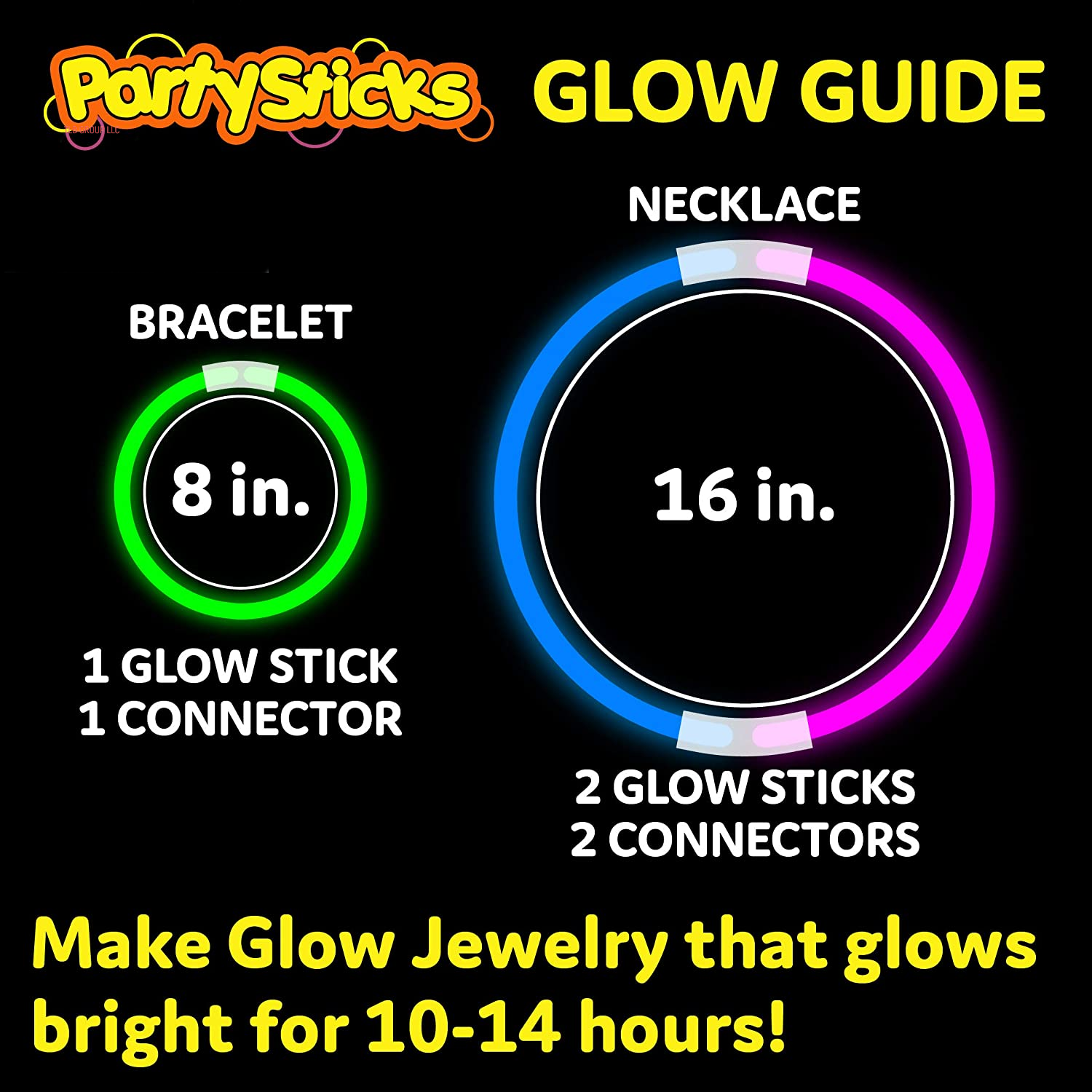 Glow Sticks Party Supplies 100Pk - 8 Inch Glow in the Dark Light up Sticks Party Favors, Glow Decorations, Neon Party Glow Necklaces and Glow Bracelets with Connectors
