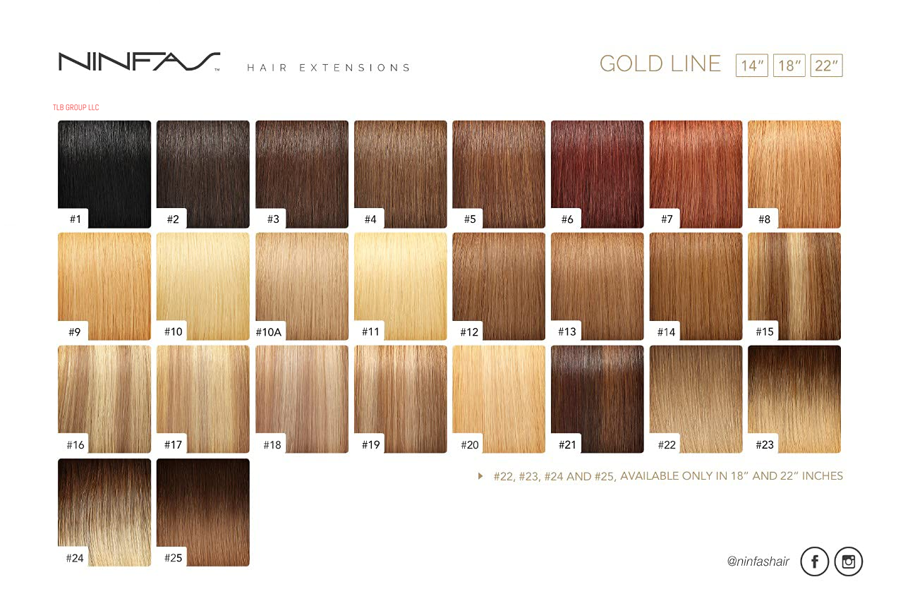 NINFAS Hair Extension, 100% Virgin Cuticle Remy Human Hair Tape-In Hair Extensions - Gold Line, #1 BLACK, 14 Inch, 20 Pieces per Unit