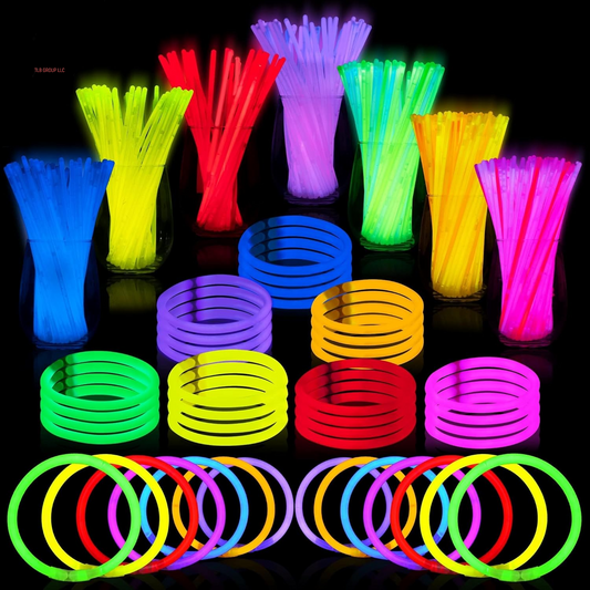 144 Pcs 8" Glowsticks, Bracelets Necklaces, Glow in the Dark Party Favors, Easter, Christmas, Halloween Supplies Pack, Football Party Supplies