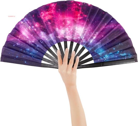 Galaxy Rave Fans, Large Folding Popping Hand Fan for Line Dancing, Big Clacking Clap Handheld Fans Foldable for Boots on the Ground Dance,Music Festival, Party as Rave Outfits Accessories for Women