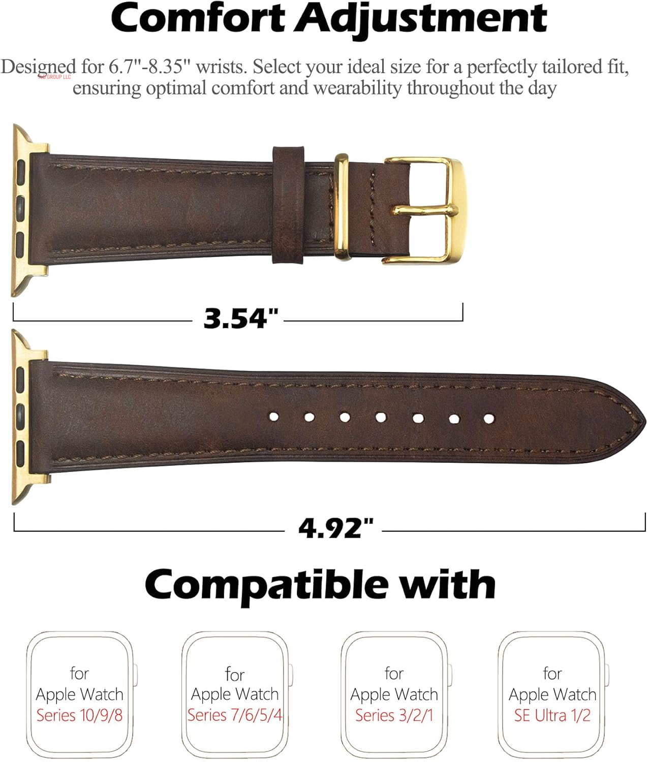 Slim Leather Compatible with Apple Watch Bands Women/Men 38/40/41/42/44/45/46/49Mm, Vintage Textured Leather Band for Iwatch Series 10 9 8 7 6 5 4 3 2 1 SE, Gold Metal Buckle