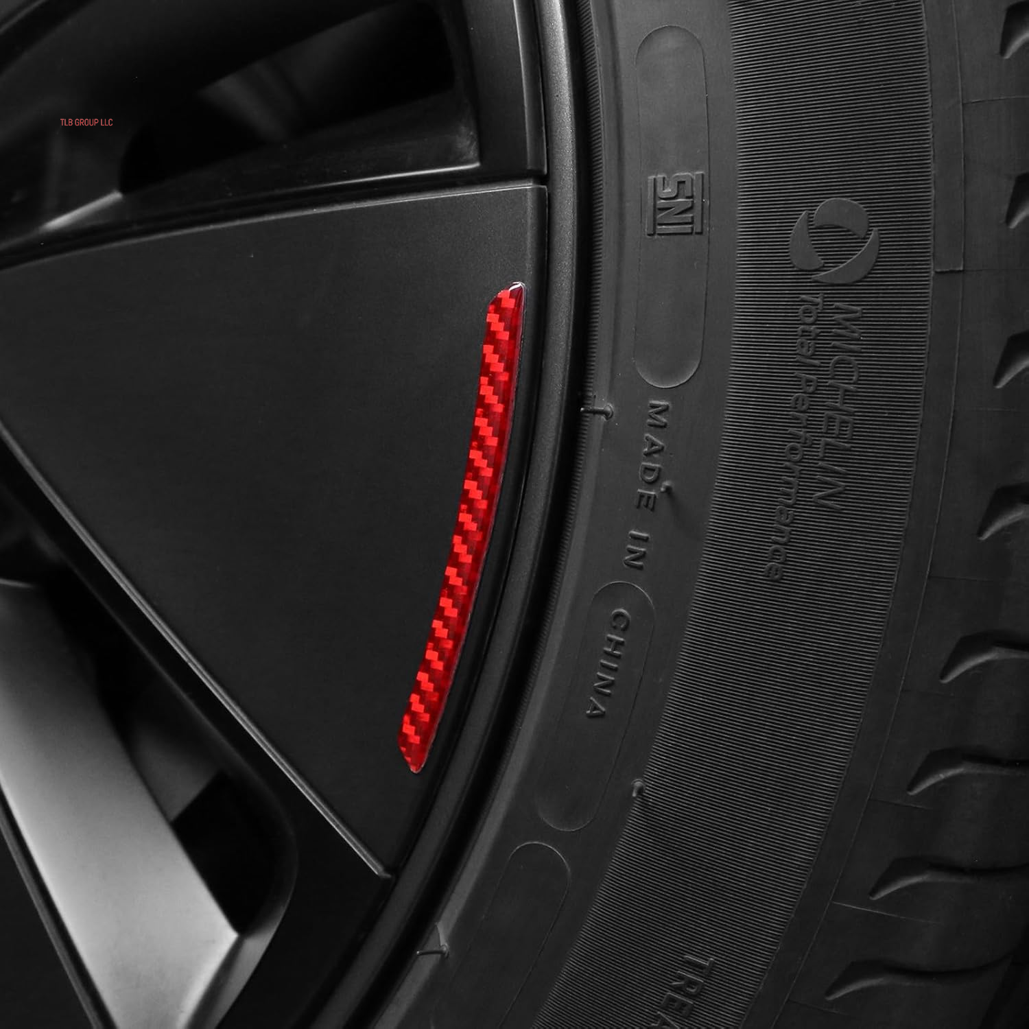 Car Wheel Rim Decal Stripe Compatible with Tesla Model 3 Highland Model Y Juniper Model S X Carbon Fiber Performance Emblem Reflective Sticker Exterior Accessories (Black)