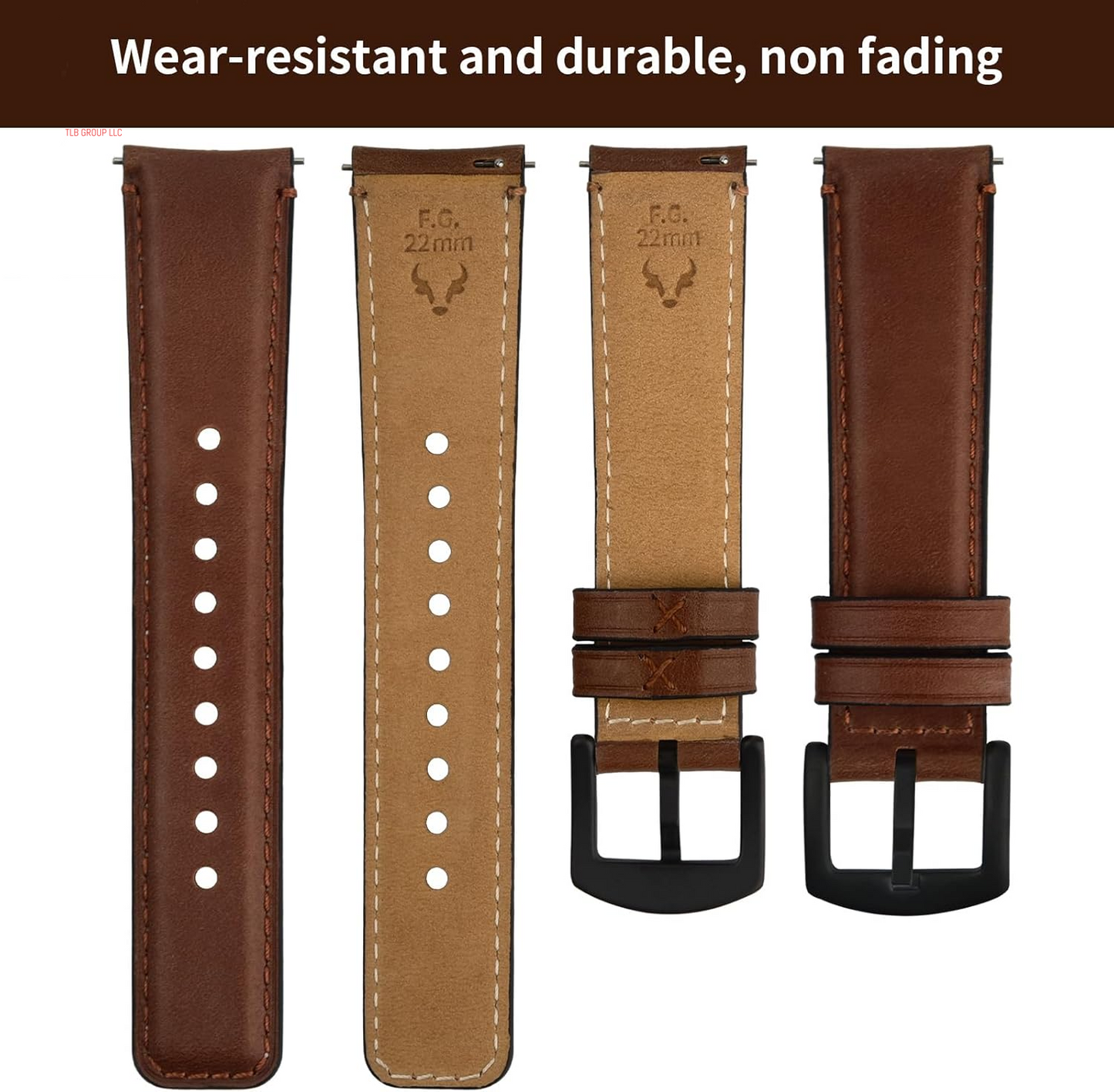 Watch Bands,18Mm 19Mm 20Mm 22Mm 24Mm Quick Release Leather Watch Band Strap - Burnished Leather Watch Band Vintage Wristband