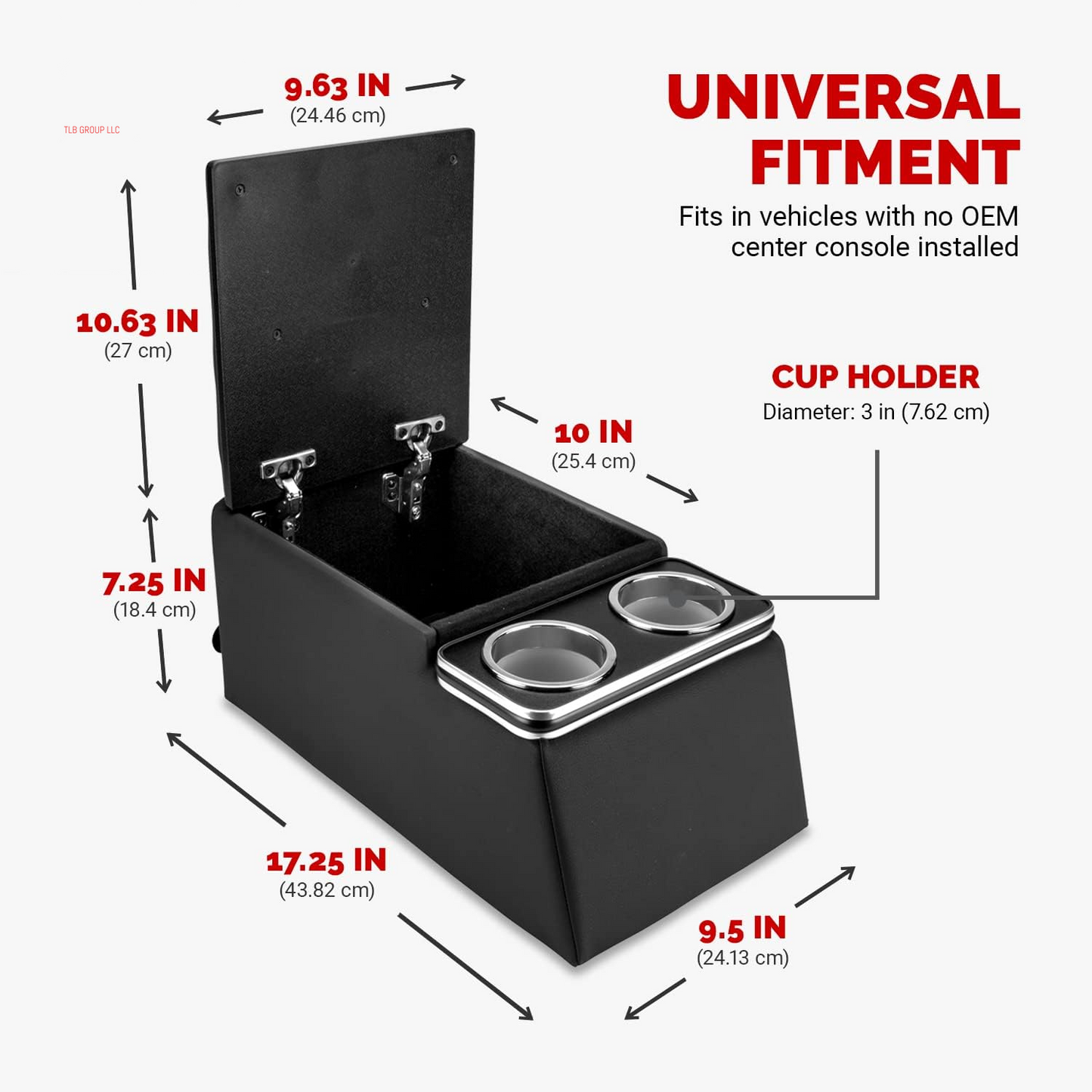 Automotive 124810 Universal Truck Seat/Bench Contractor Center Console Business Organizer and Storage with Cup Holders and Padded Top Lid for Armrest, Black